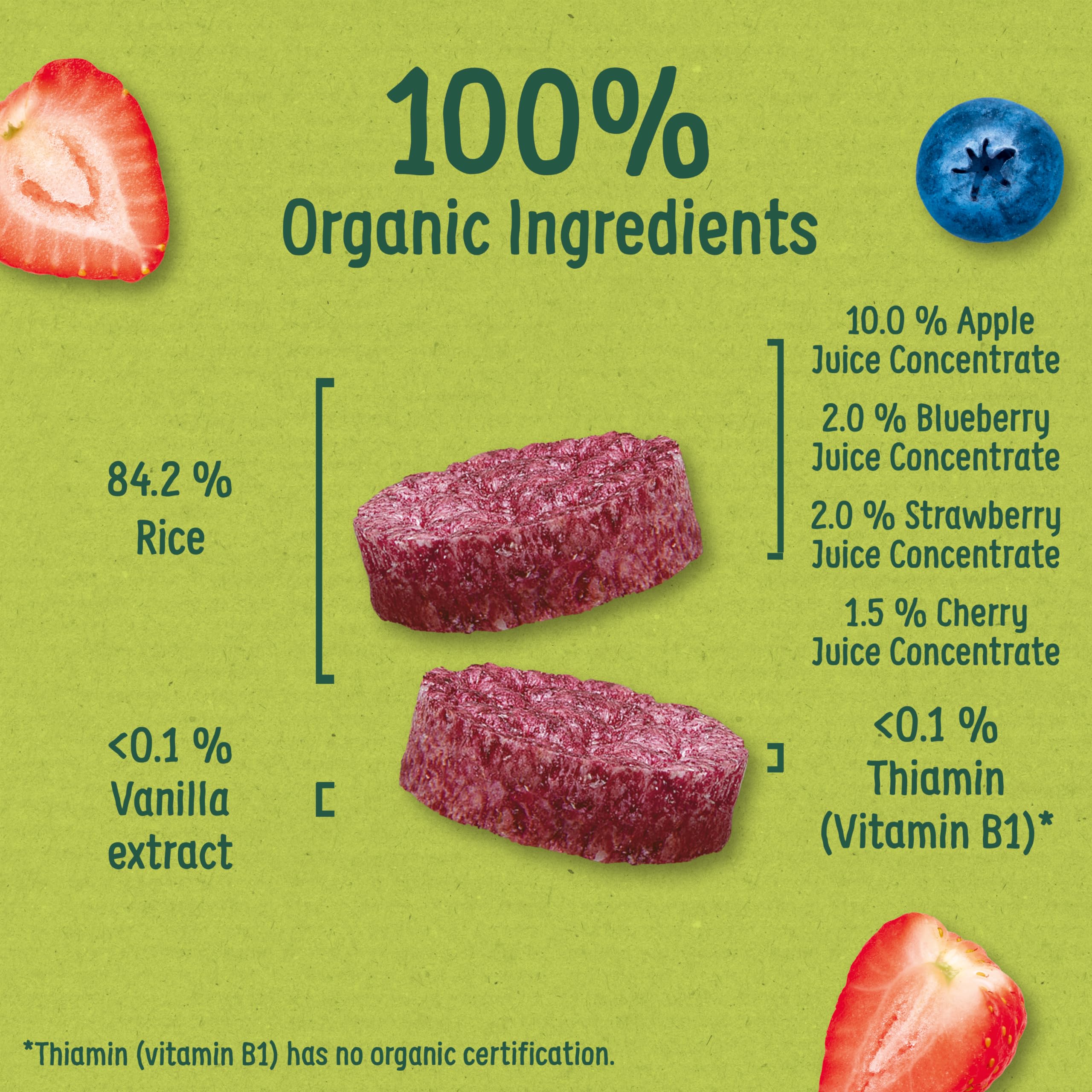 Organix Summer Fruits Rice Cake Clouds Baby Snacks, Organic, 40g Pack of 6