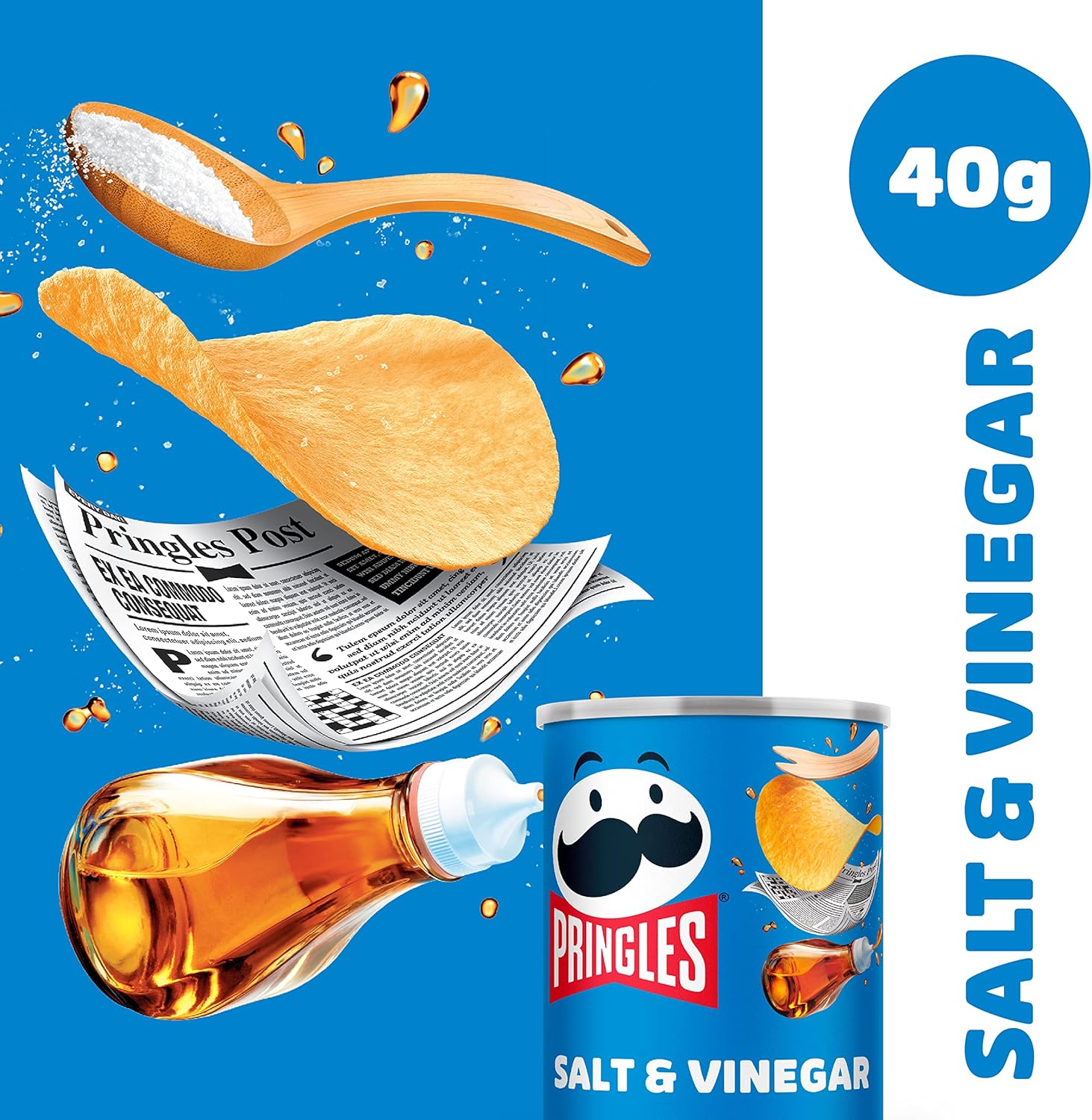 Pringles Salt and Vinegar Flavour Potato Chips, 40g (Pack of 12) 6