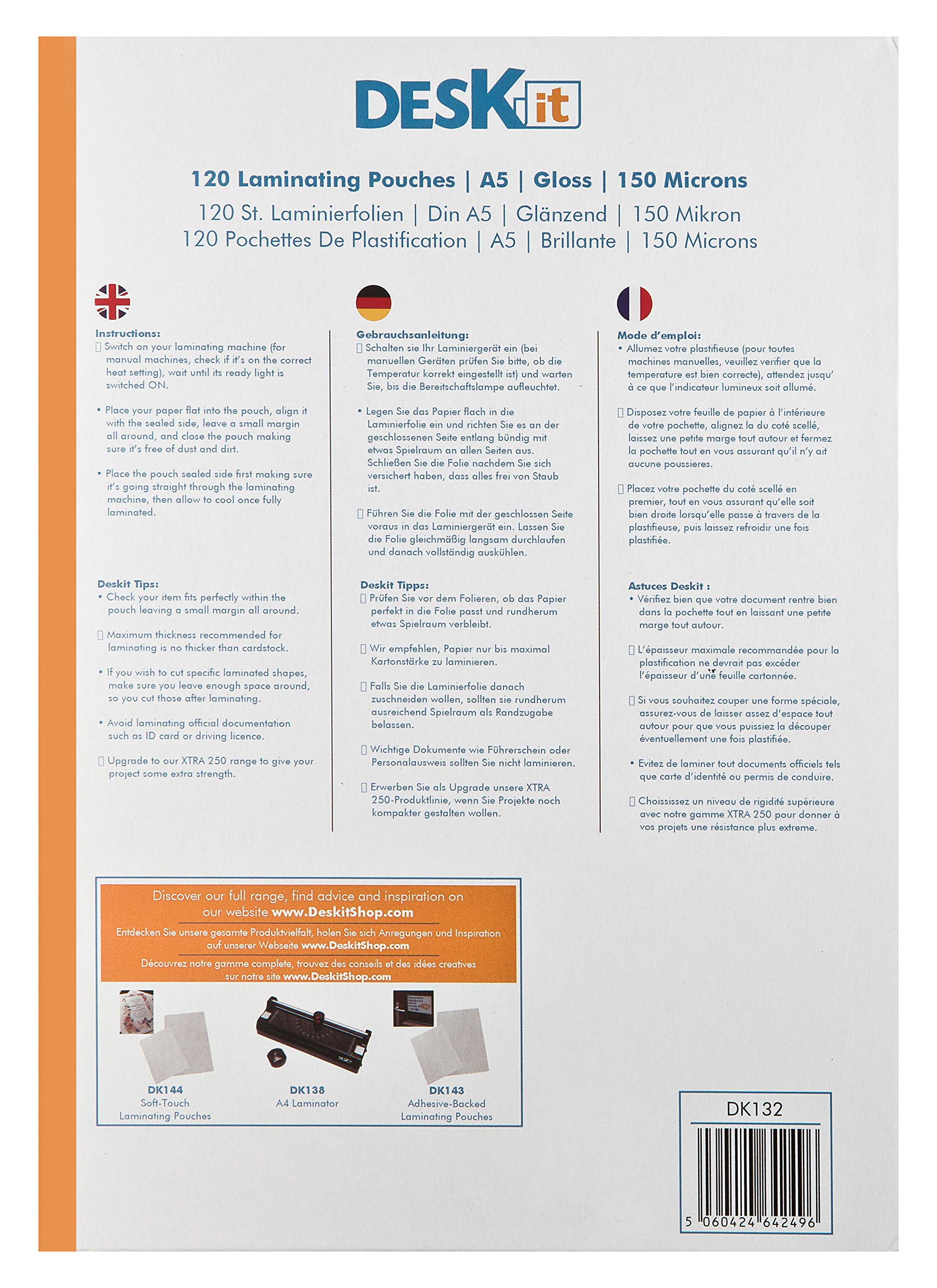 deskit A5 Laminating Pouches - 120 Sheets, 150 Microns, Gloss Finish | Professional Protection 3