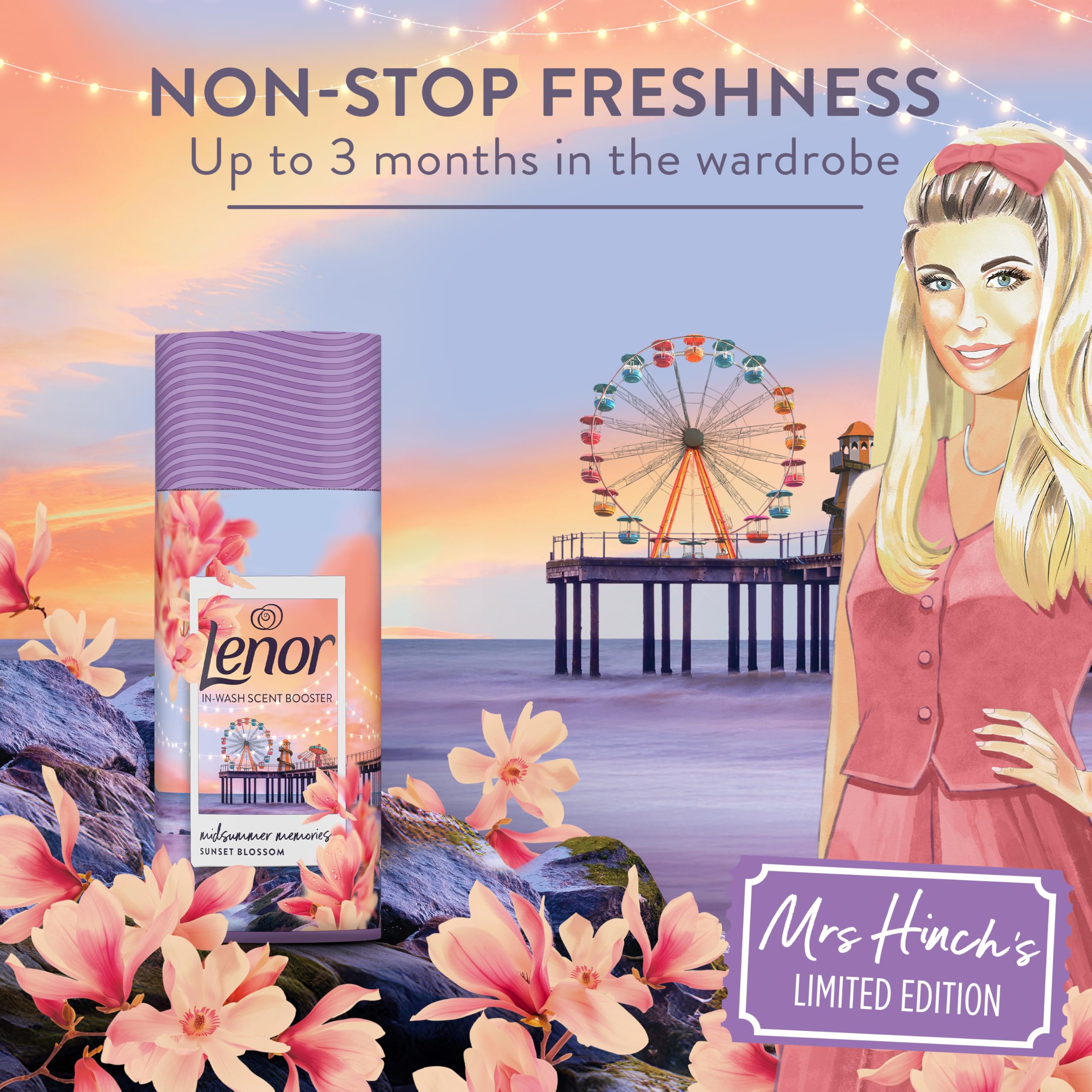 Lenor Scent Boosters - Non-Stop Freshness Up to 12 Weeks | 6 x 155g | Sunset Blossom Scent