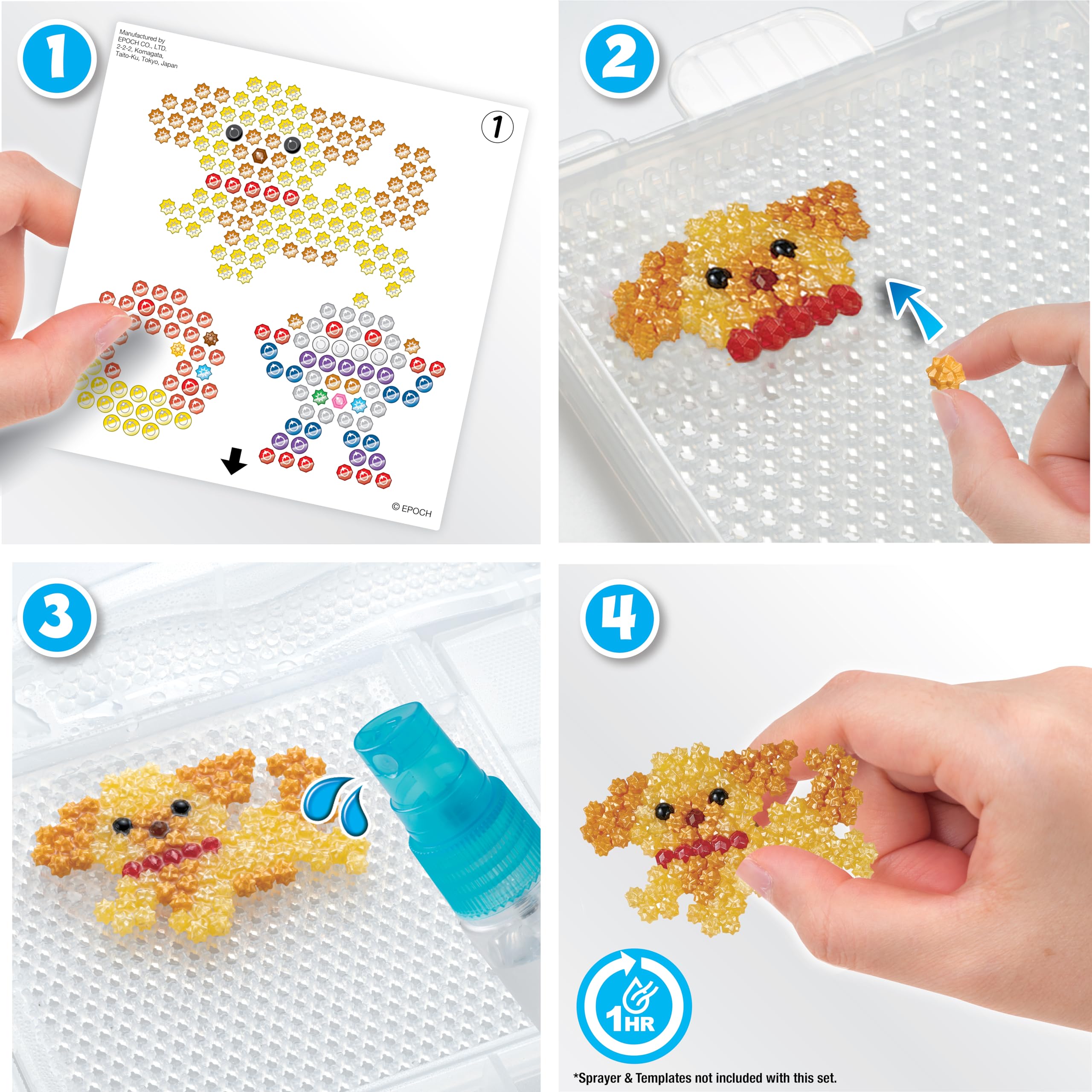Aquabeads Shiny Bead Pack Refill - 2000 Beads in 24 Colors (Solid, Polygon, Star) | Ages 4+