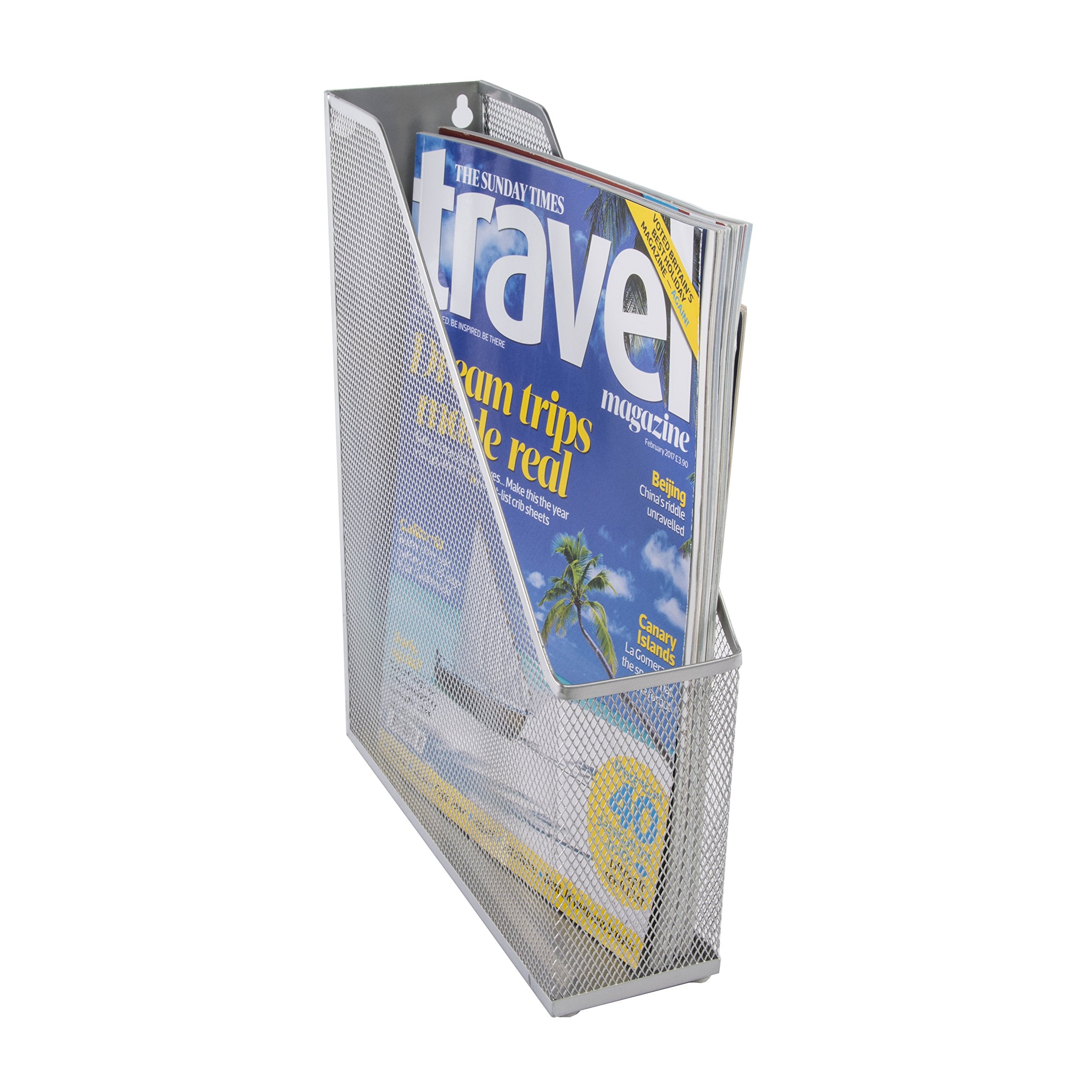 Osco Wiremesh Magazine Rack - High-Density Steel Storage | Silver | Freestanding 3