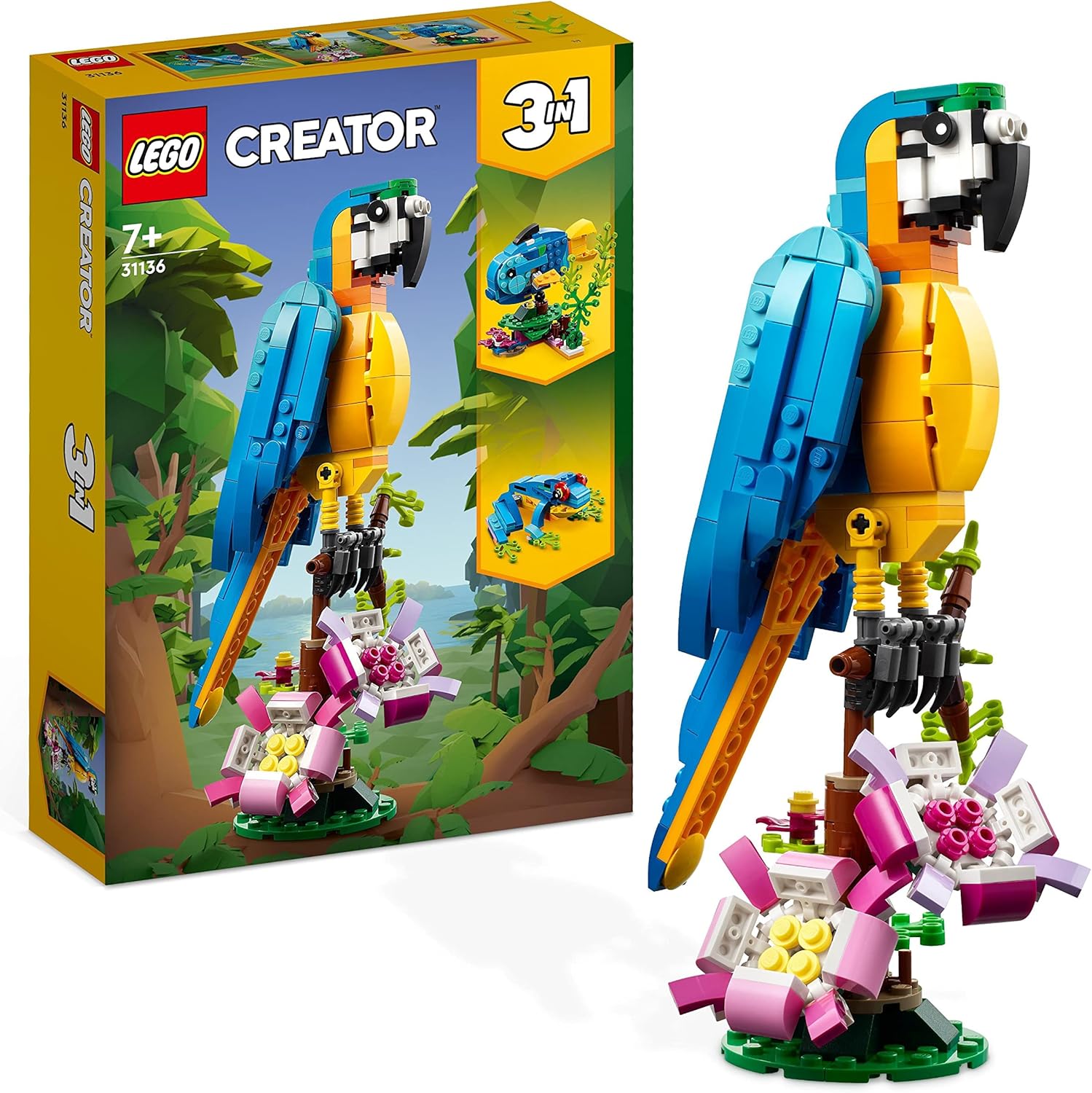 LEGO Creator 3 in 1 Exotic Parrot, Frog, and Fish Building Set - Ages 7+ 1