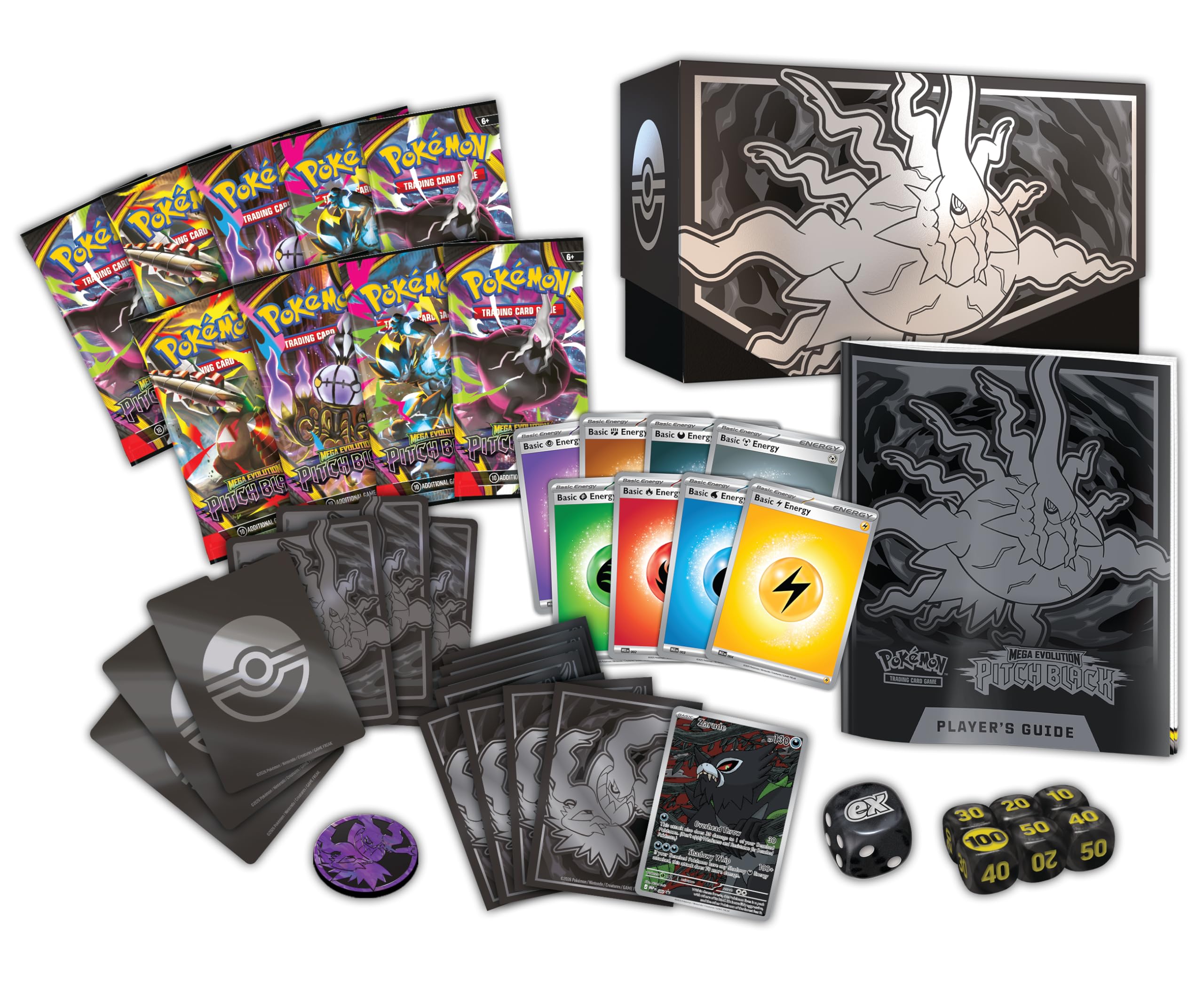 Pokémon TCG: Mega Evolution—Pitch Black Elite Trainer Box - 9 Booster Packs, 1 Full-Art Promo Card
