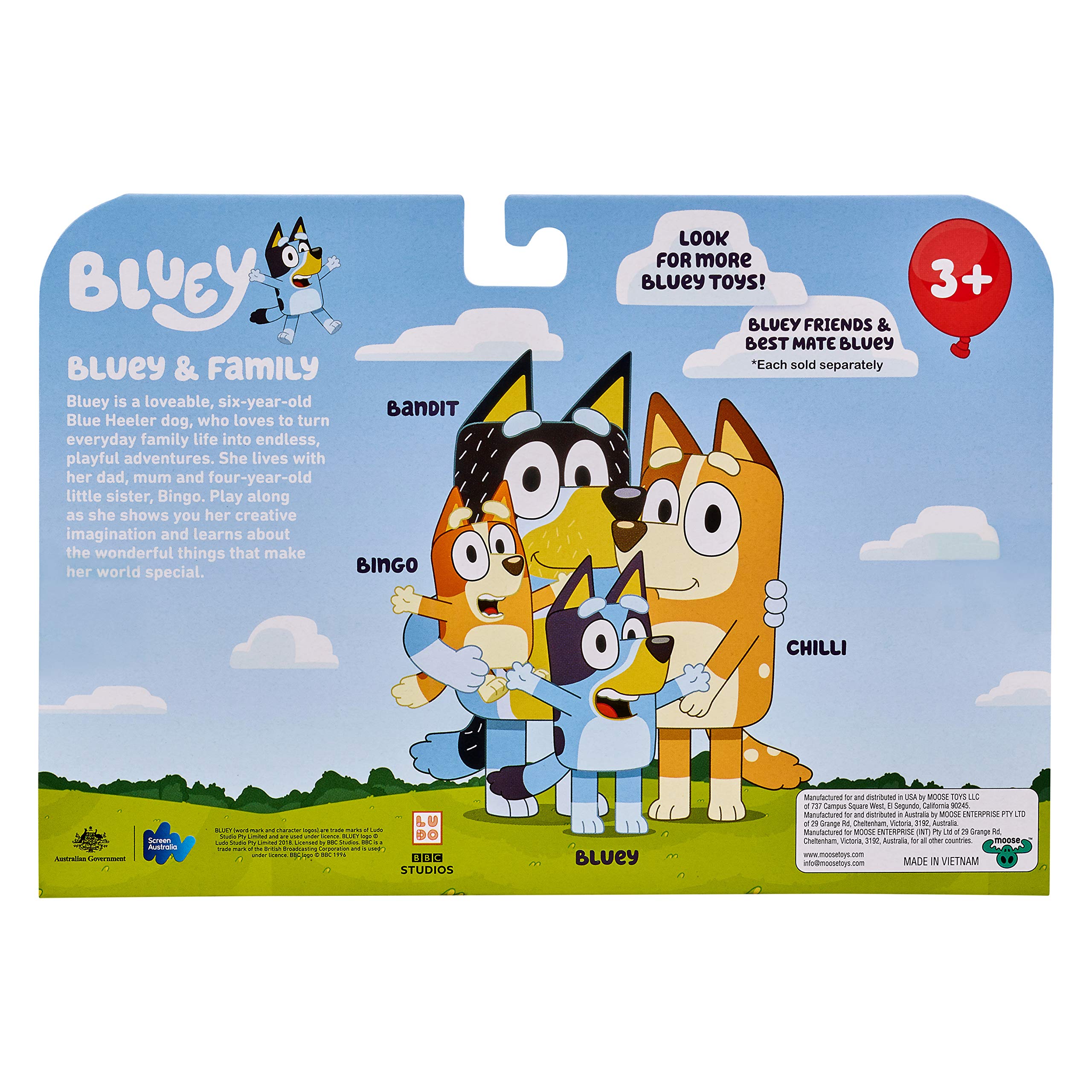 Bluey Family 4-Pack Figurines - Poseable Characters for Imaginative Play 2