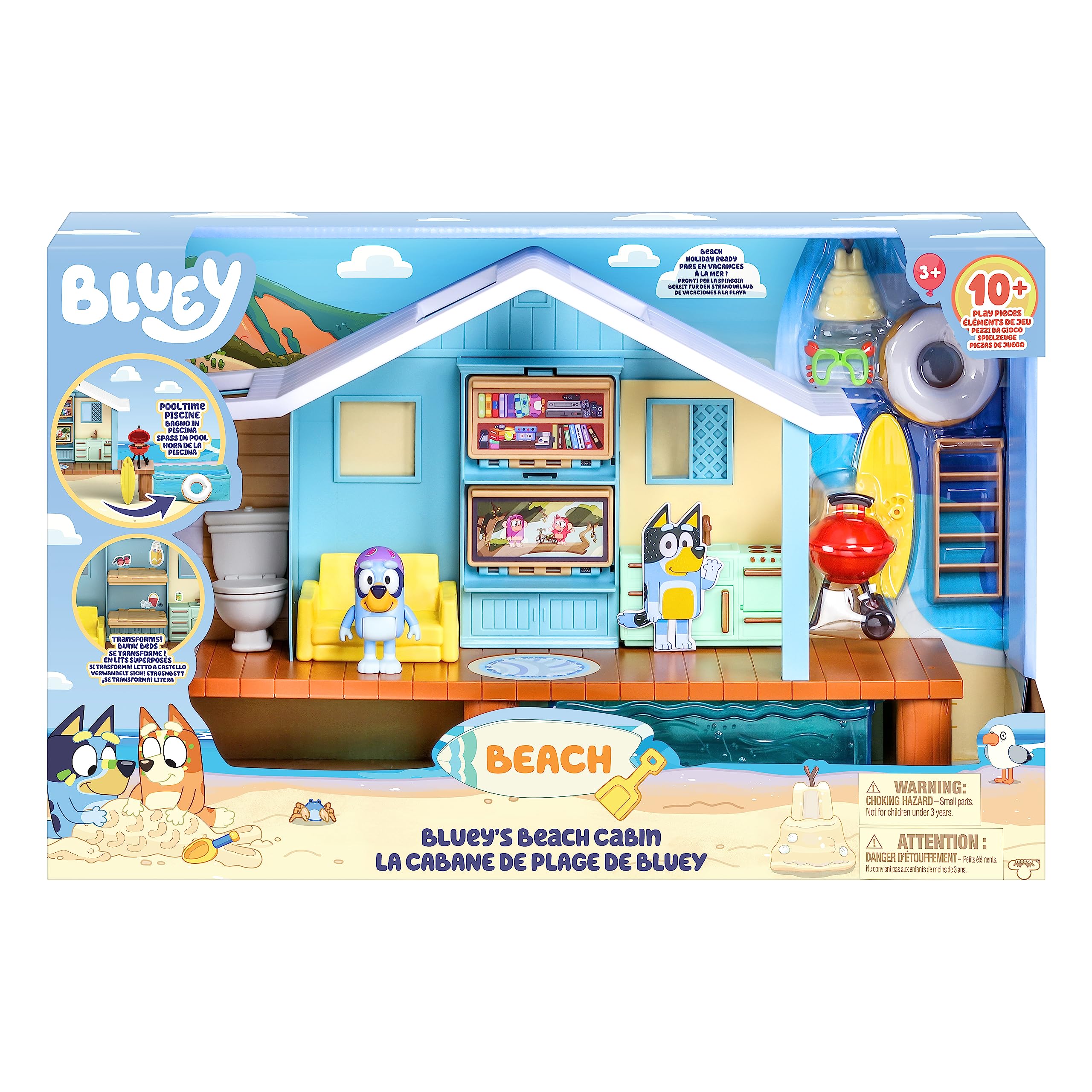 Bluey Beach Cabin Playset - 10+ Piece Playset with Exclusive Figure & Sticker Sheet 16