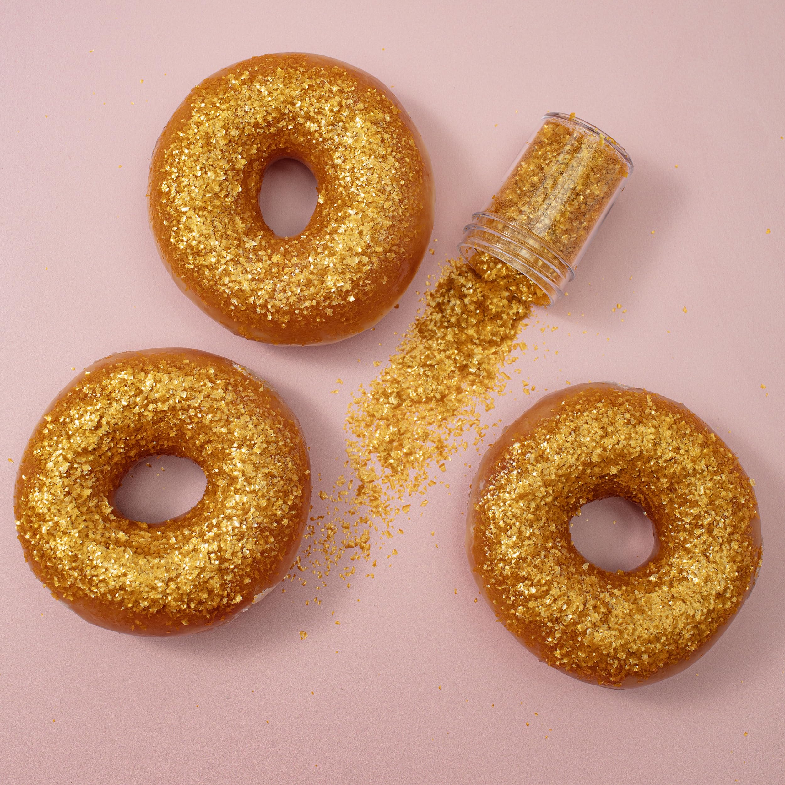 PME Gold Sparkling Glitter Flakes for Cake Decorating - 7g Jar, Pack of 2 3