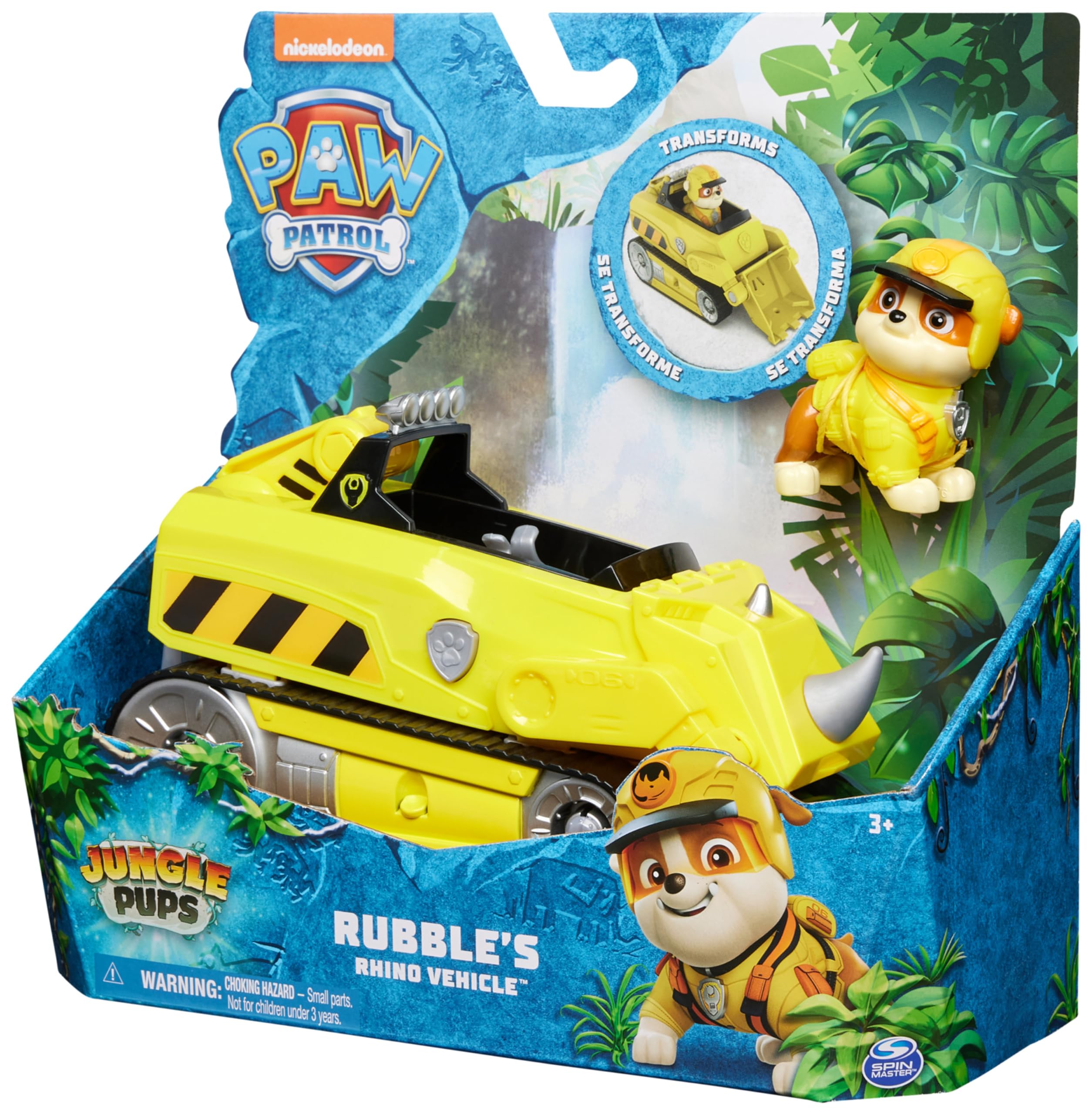 Paw Patrol Jungle Pups Rubble Rhino Vehicle with Action Figure - Transforming Toy Truck for Kids 3+ 8