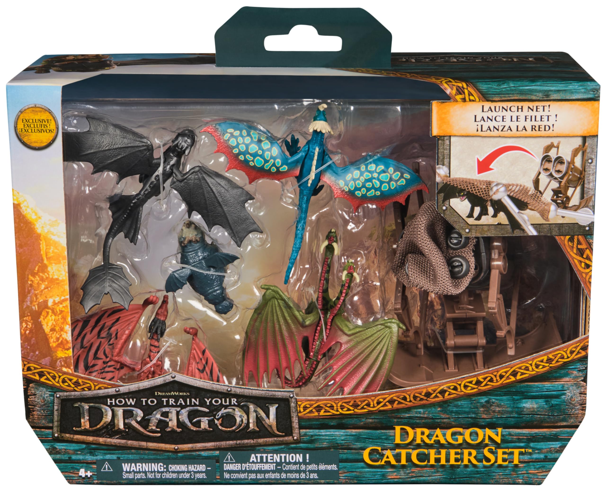 Dreamworks Dragons Dragon Catcher Set with 5 Dragons, Mangler, and Net | Ages 4+ 2