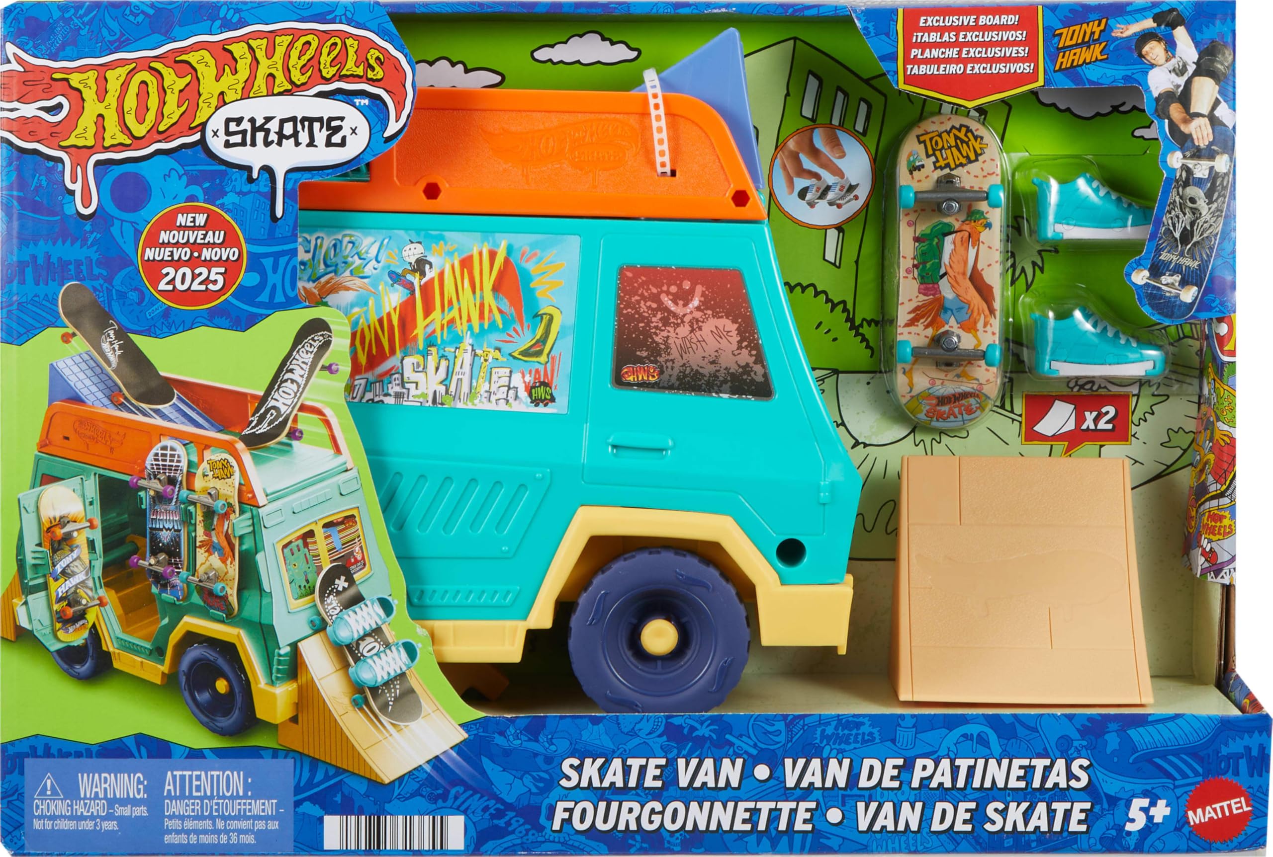 Hot Wheels Skate Skate Van Playset - Exclusive Fingerboard | Multicolor | Model JGG91
