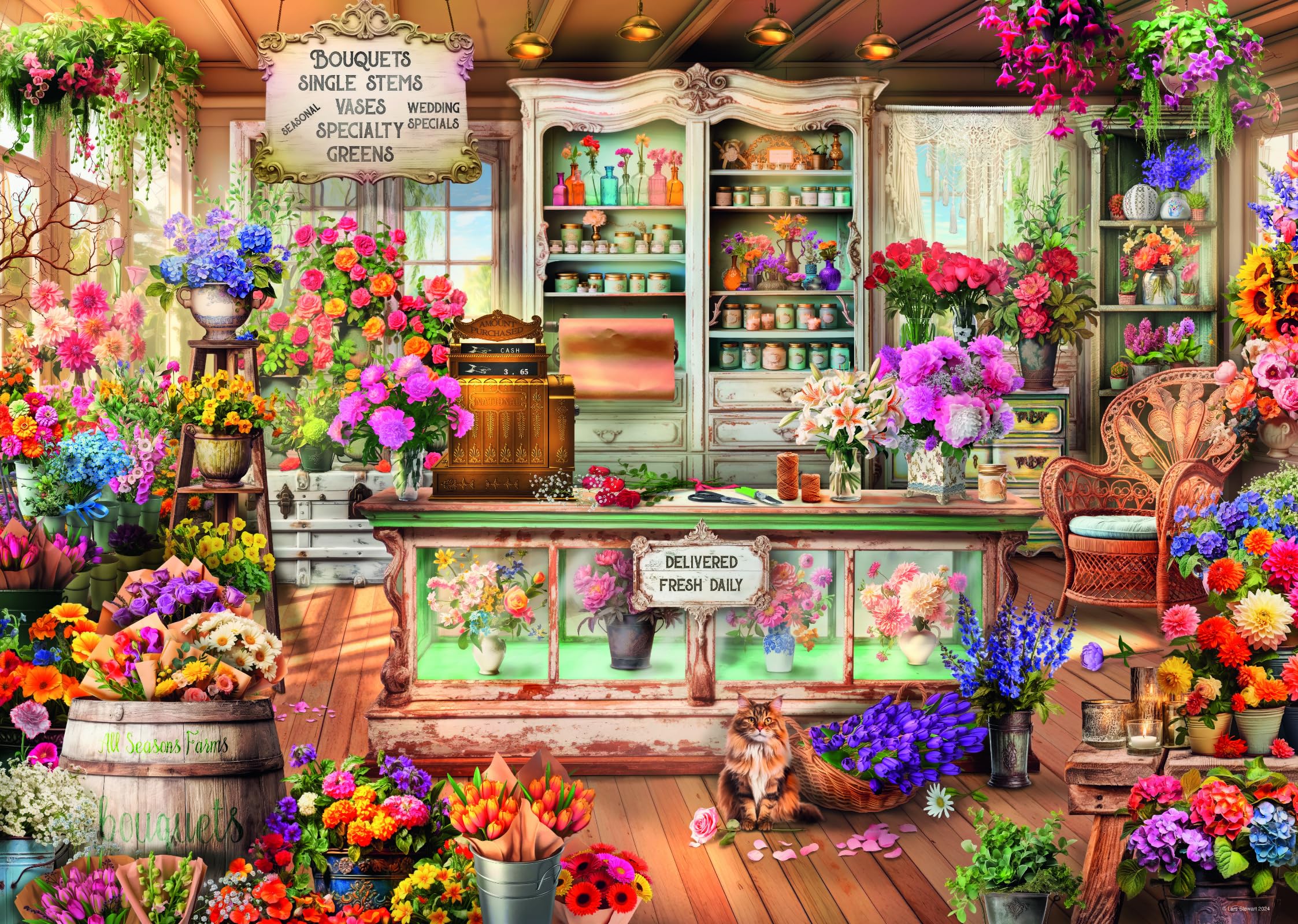 Ravensburger Seasons Flower Shop Jigsaw Puzzle - 1000 Pieces | Premium Quality | 70 x 50cm