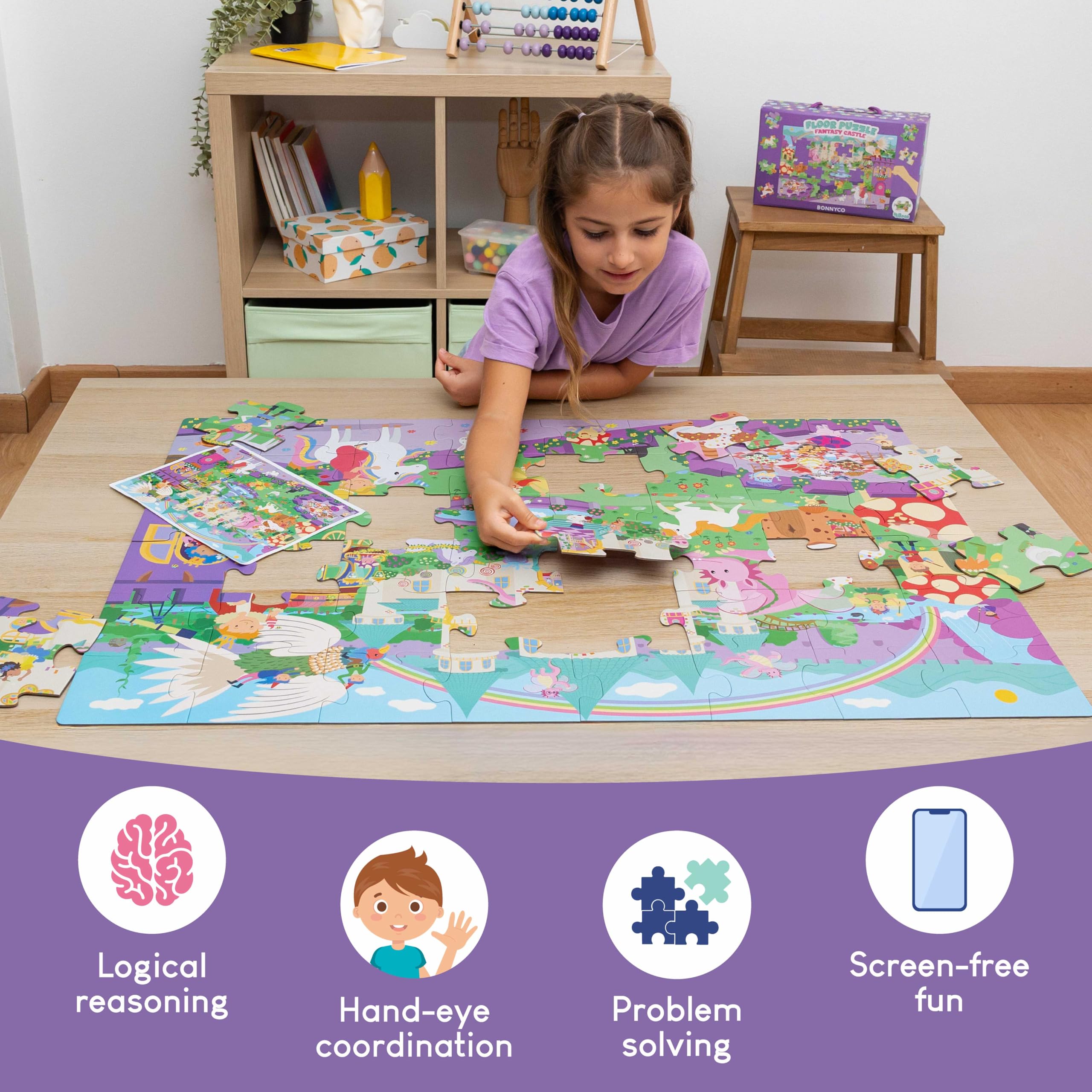 BONNYCO Giant Fantasy Castle Floor Puzzle - 48 Large Pieces, Ages 2+ 6