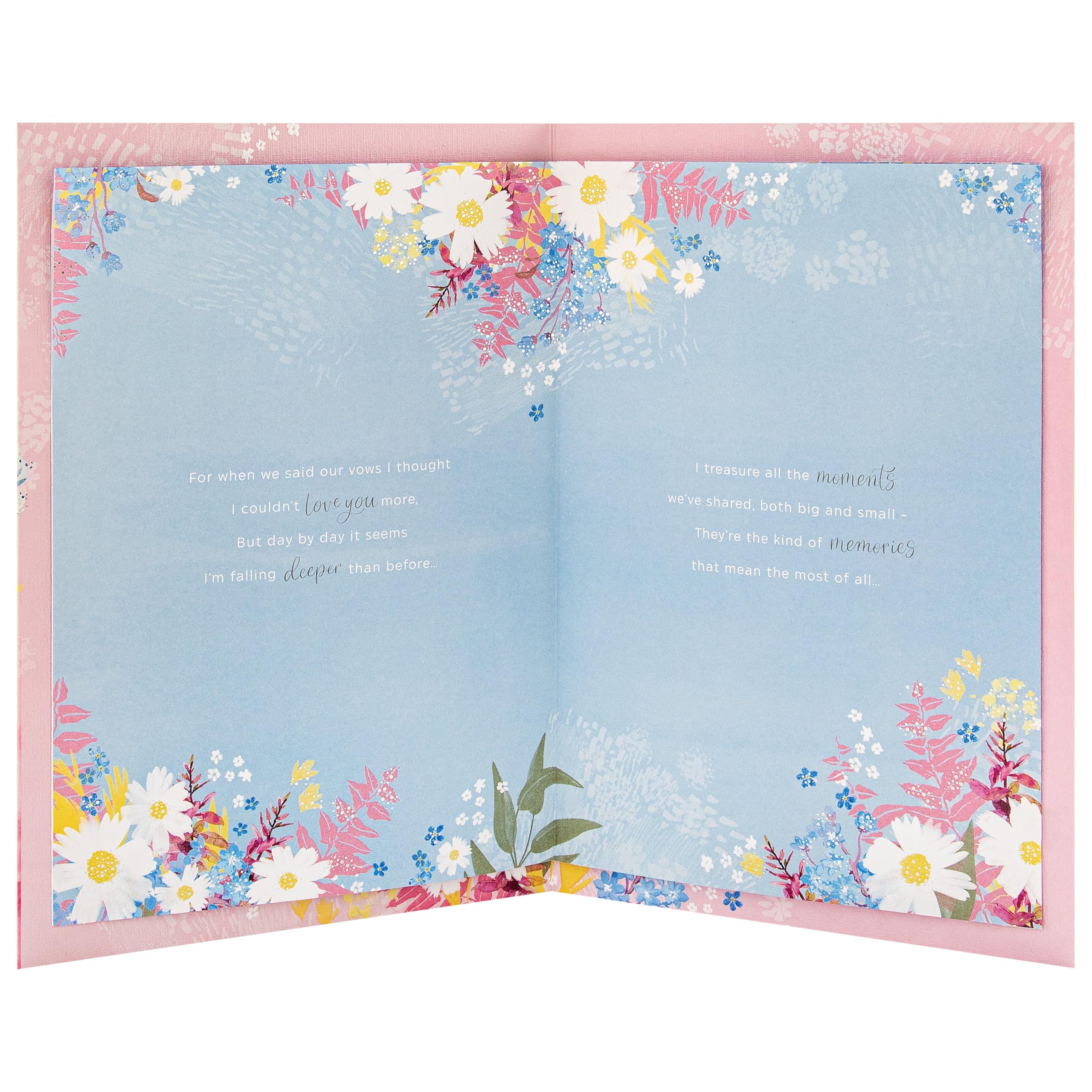 Hallmark Anniversary Card for Wife - Pink Florals Design with Raffia Bow & Foil Accents 3