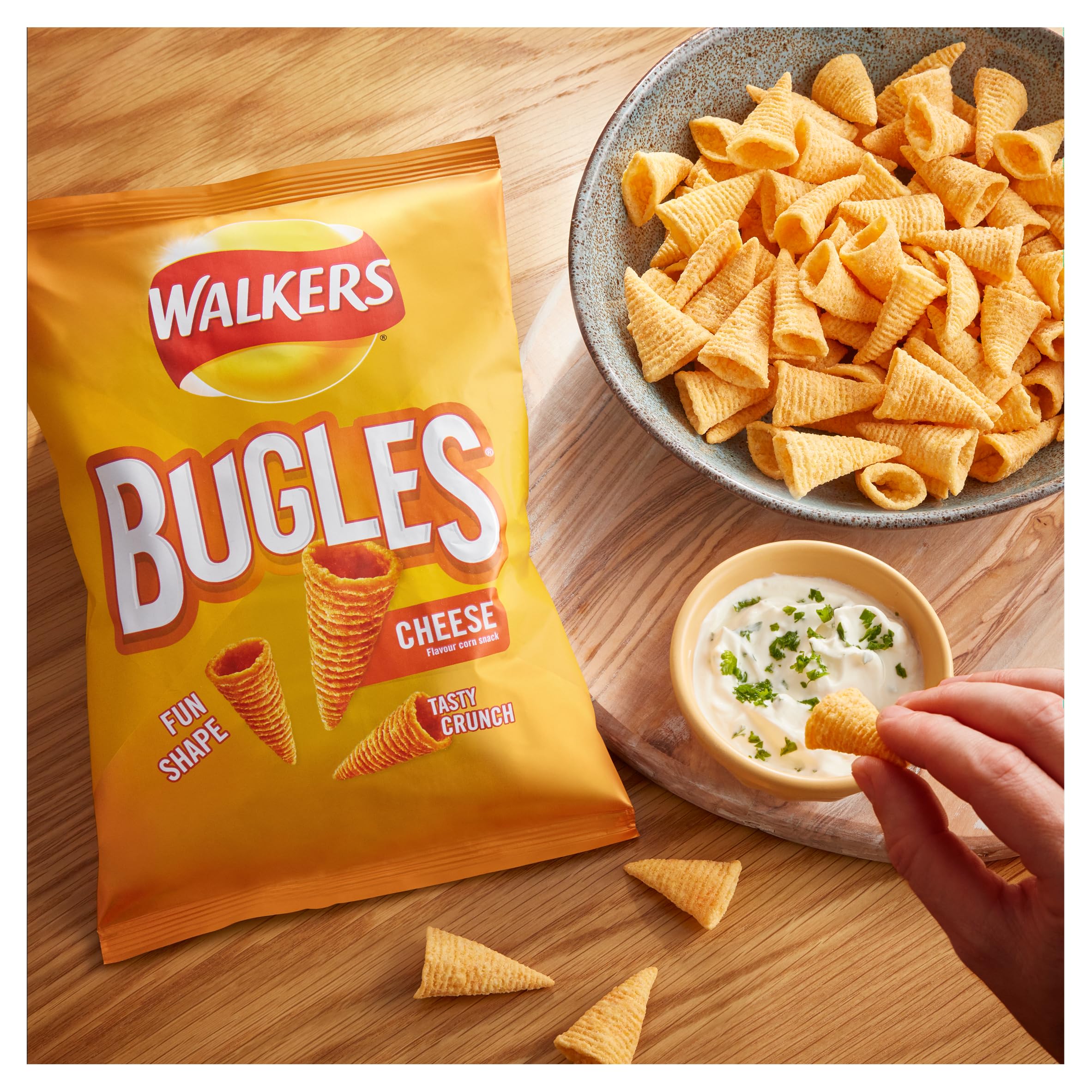 Walkers Bugles Cheese Sharing Snacks - Crunchy Corn Snack | 110g Multipack 5