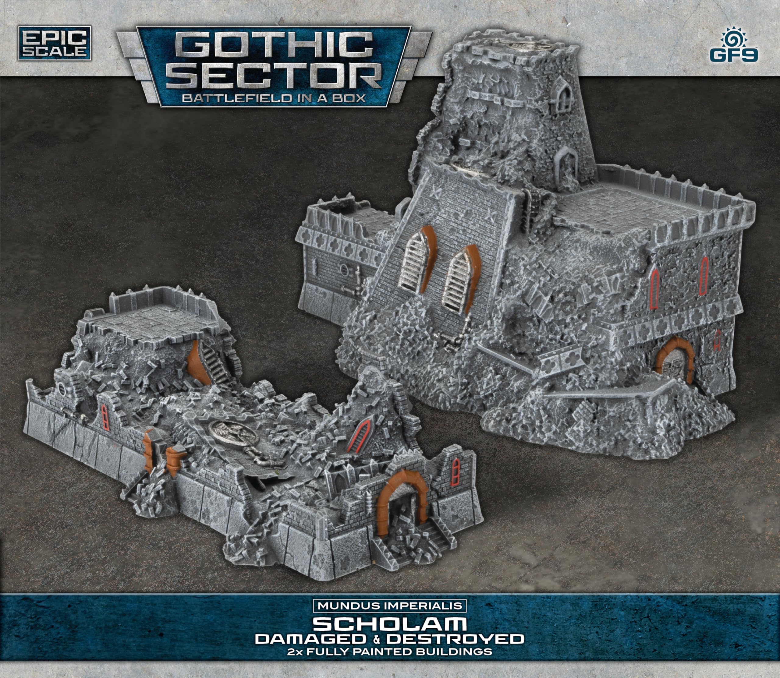 Gale Force Nine Mundus Imperialis - Scholam (Damaged & Destroyed) Terrain Piece | Resin