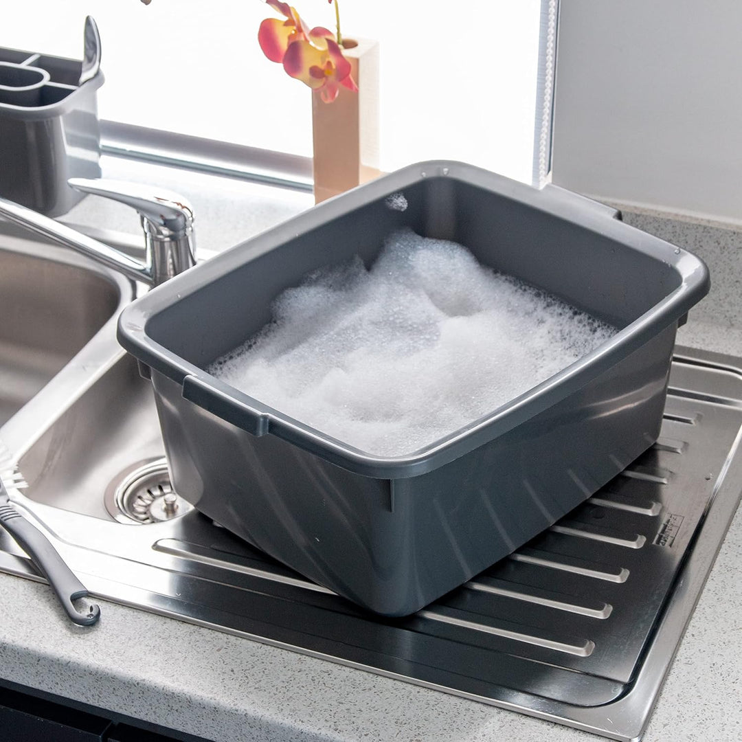 Addis 502813 Plastic Butler Large Rectangular Bowl, Metallic Silver, 12.5L
