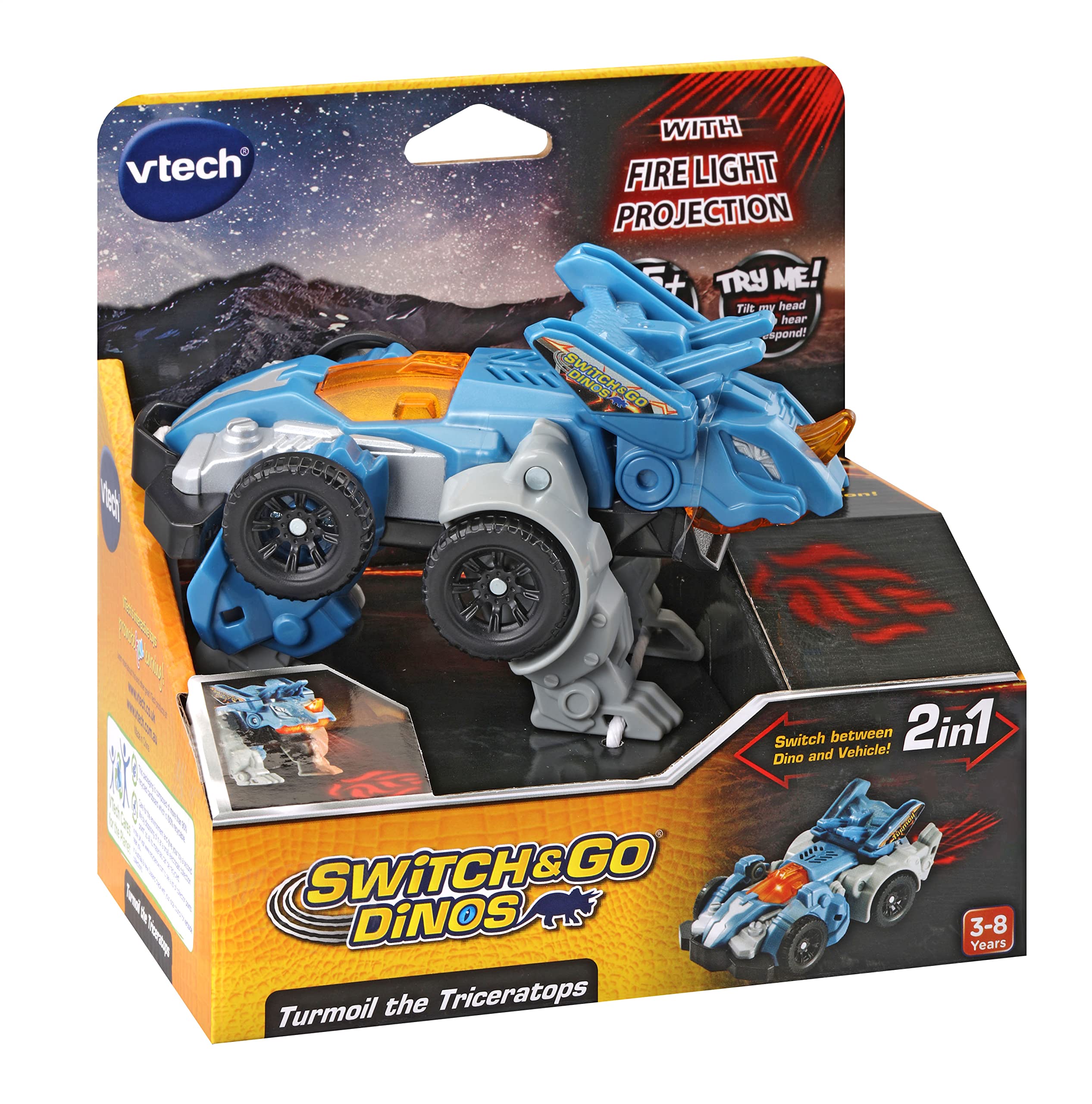 VTech Switch & Go Dinos Turmoil the Triceratops Toy | Ages 3+ 4