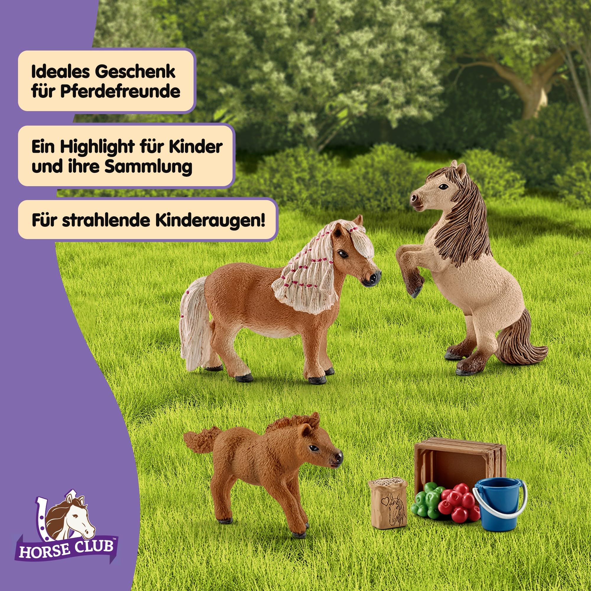 SCHLEICH Miniature Shetland Pony Family Playset - 8-Piece Horse Toy Set for Kids 3+ 9
