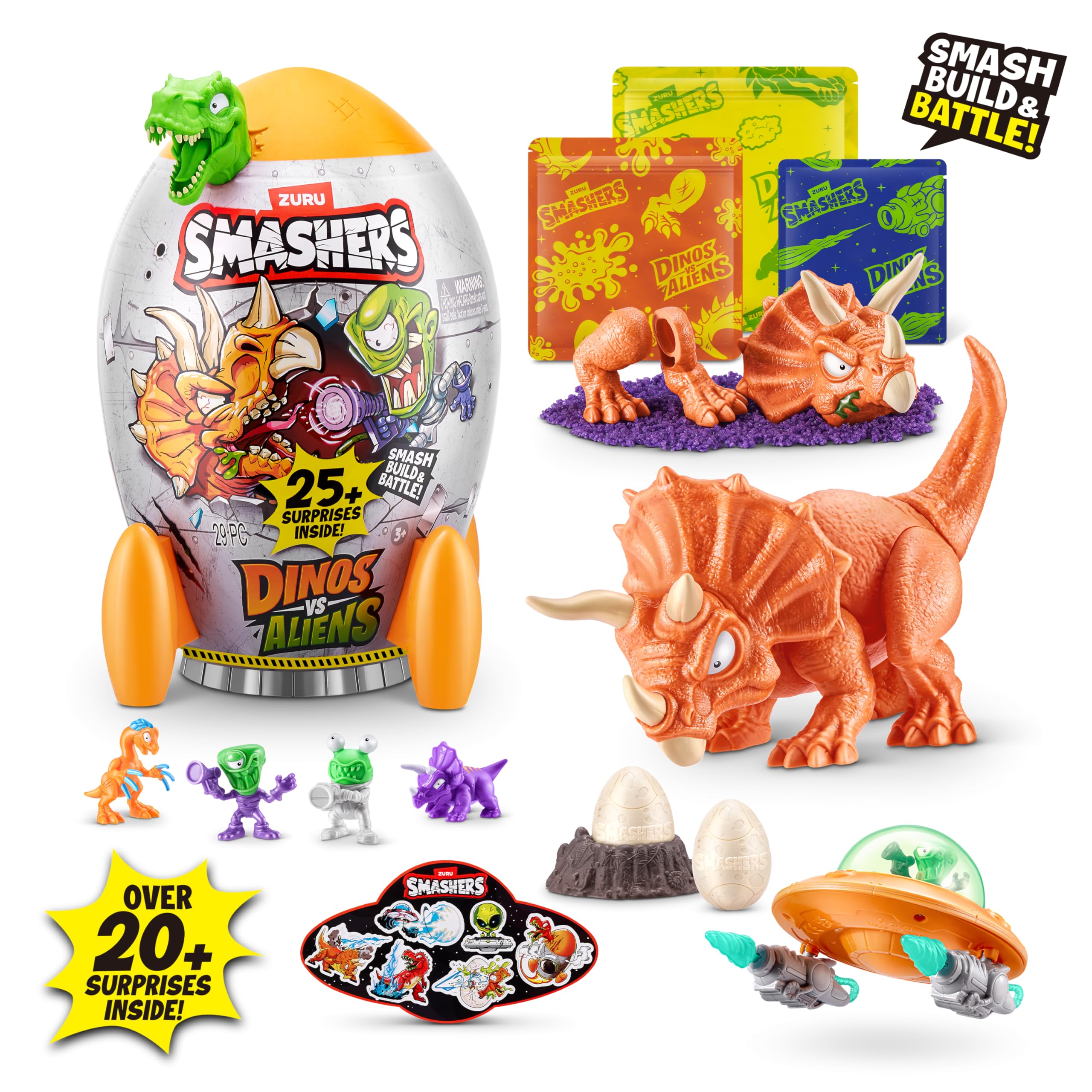 Smashers Dino vs Aliens Medium - Triceratops Smashable Egg Toy by ZURU 9
