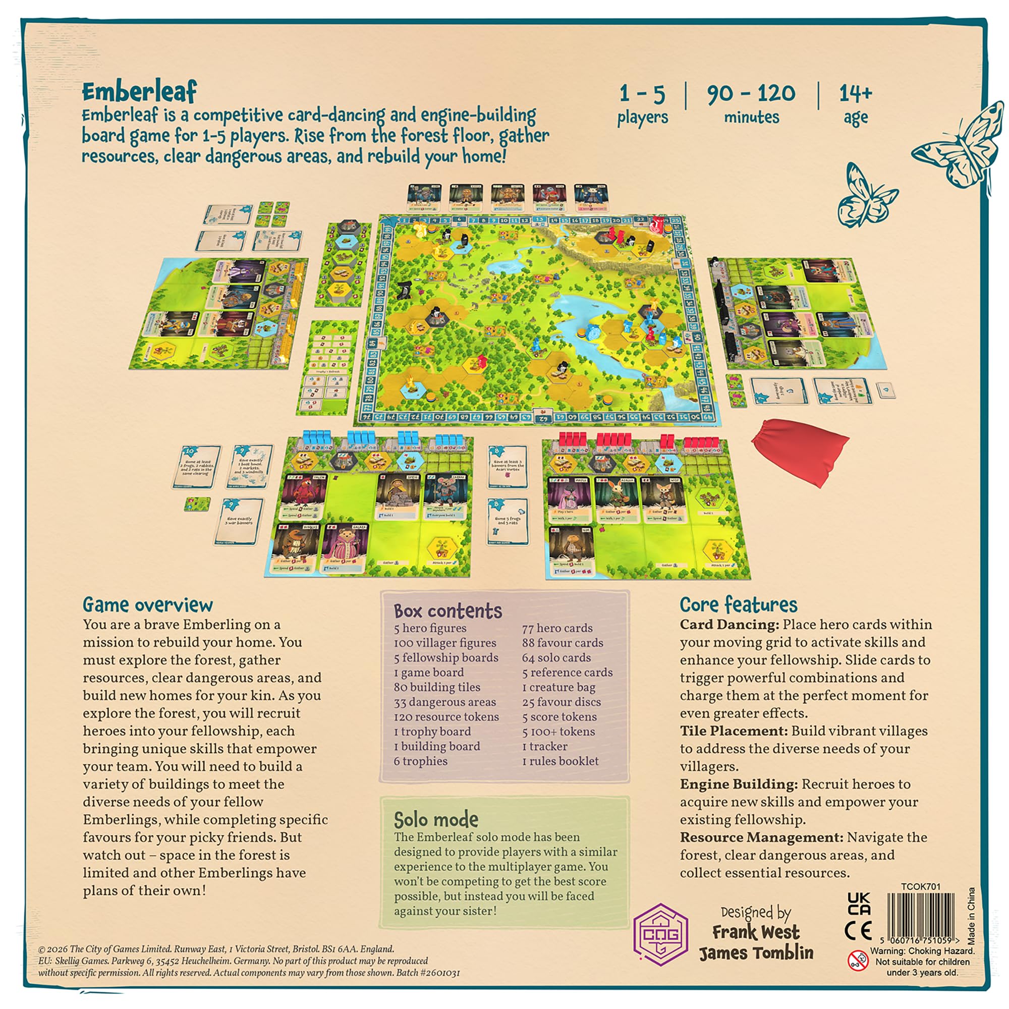 The City of Games Emberleaf Board Game | Card Dancing, Tile Placement, Engine Building