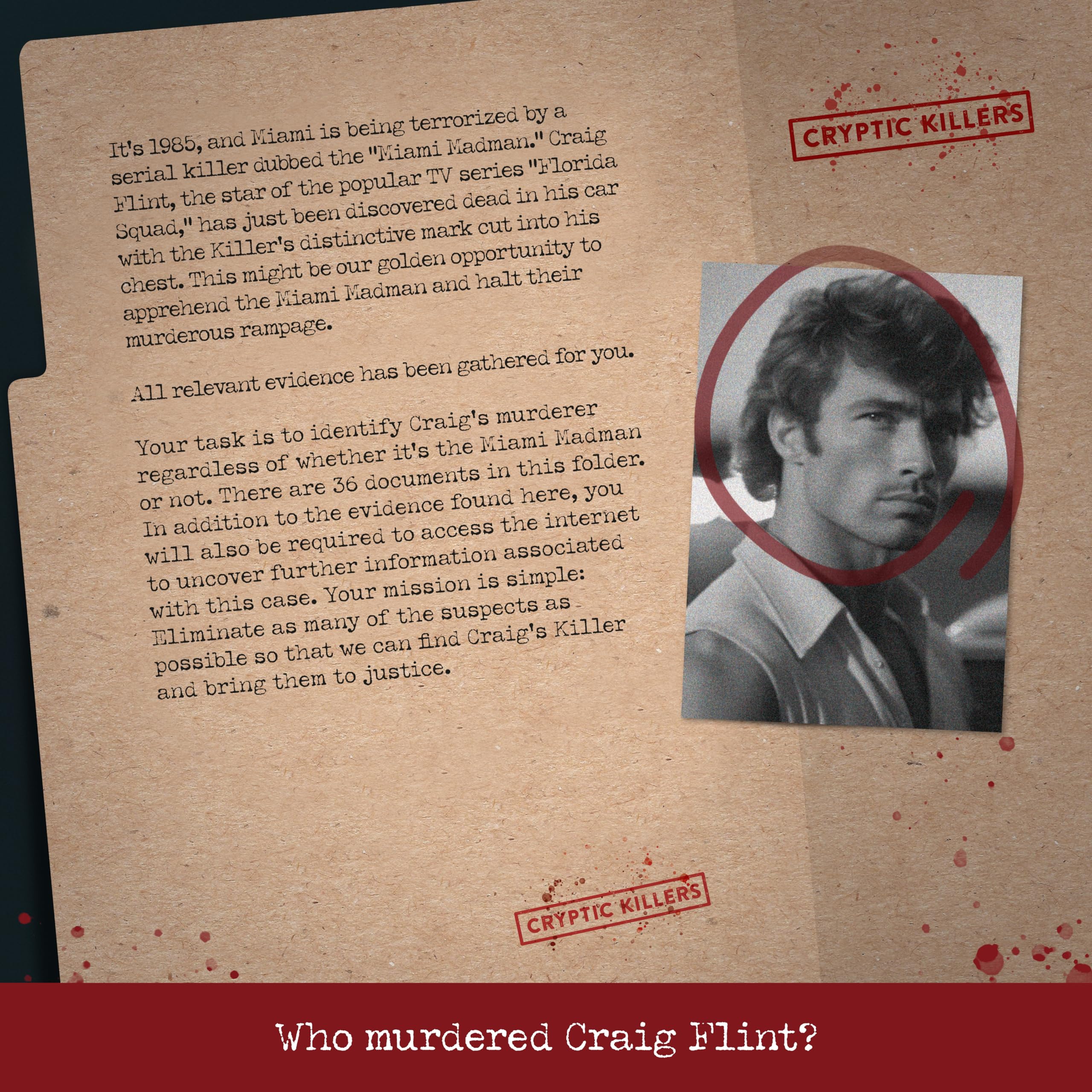 Cryptic Killers Murder in Miami Unsolved Murder Mystery Game | 36 Pieces | 4.5/5 Difficulty
