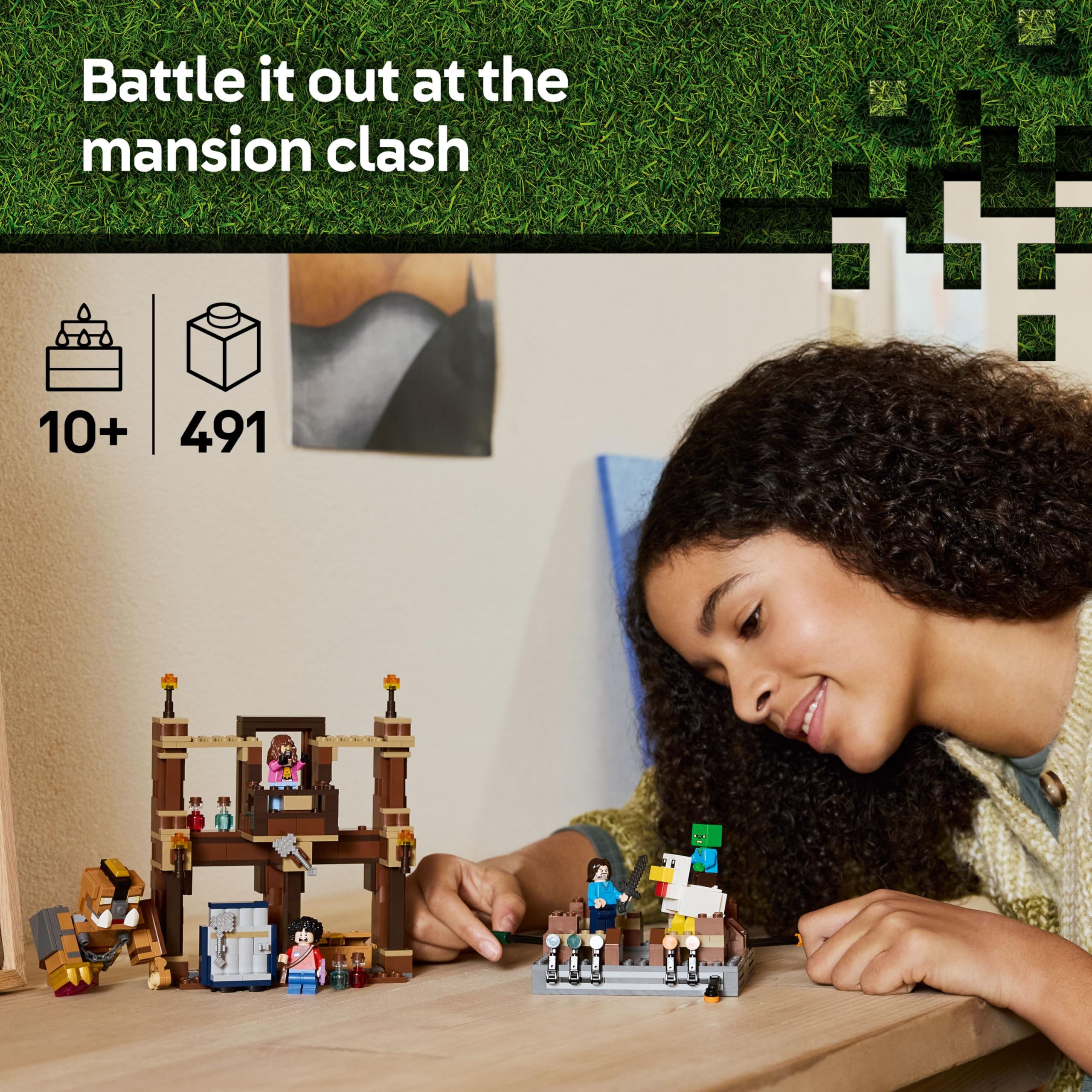 LEGO Minecraft Woodland Mansion Fighting Ring - Building Set with Steve, Garrett, Henry, Baby Zombie, Chicken Jockey, Great Hog - 491 Pieces (21272) 6