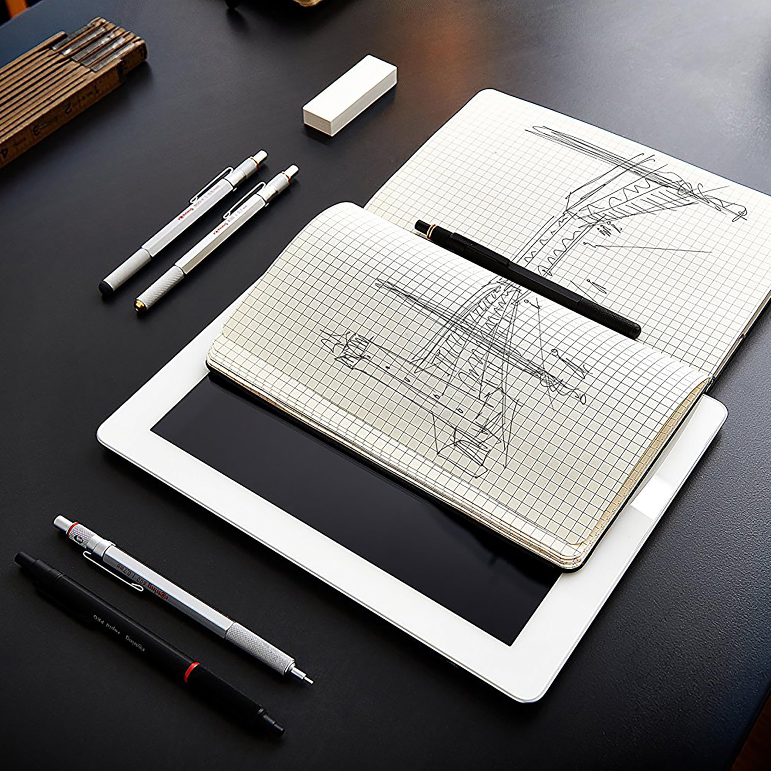 rOtring 600 Mechanical Pencil - 0.5 mm Lead | Black All-Metal Body | Knurled Grip for Drawing & Writing 8