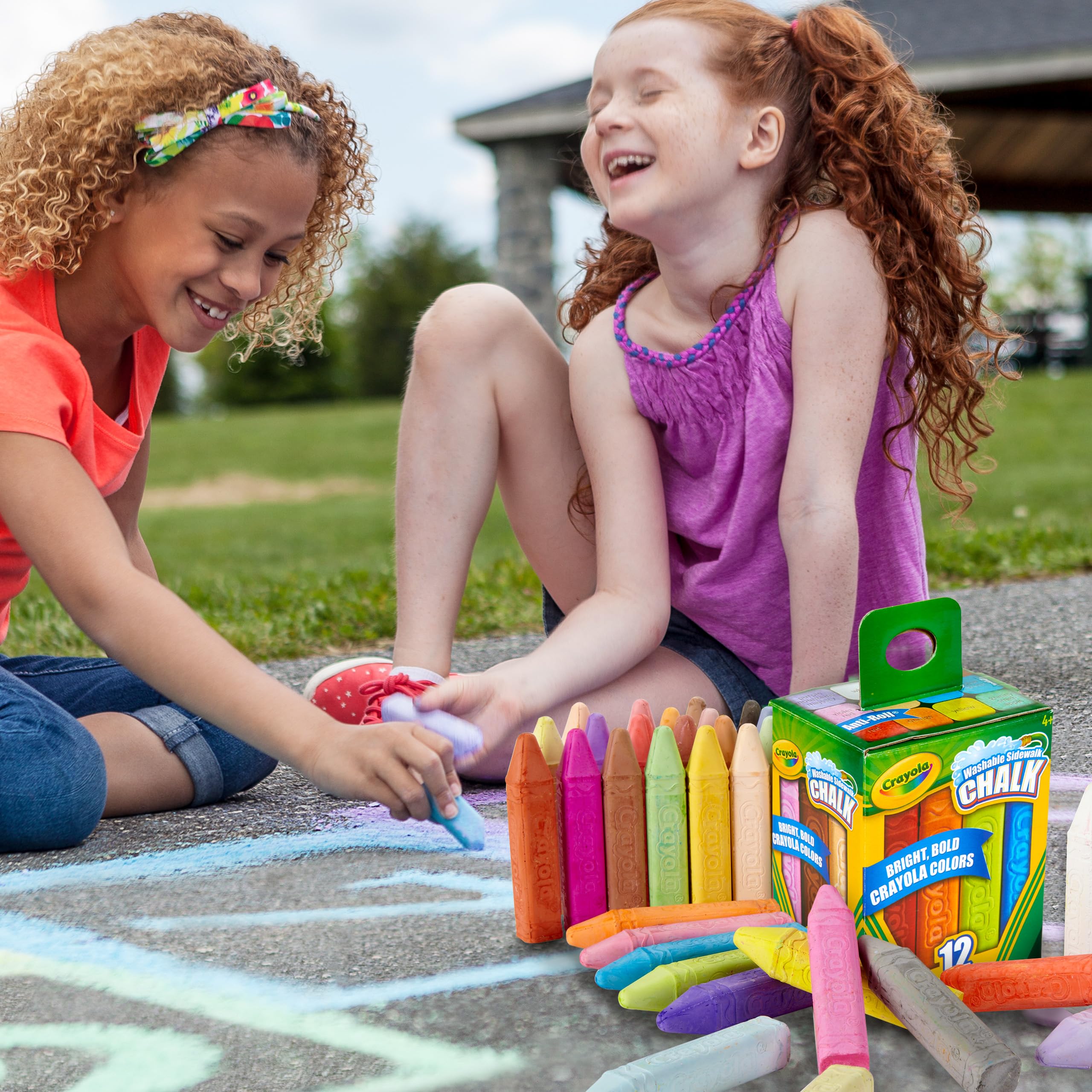CRAYOLA Outdoor Chalk - Washable Sidewalk Chalk, Square Shape, 12 Assorted Colors 14