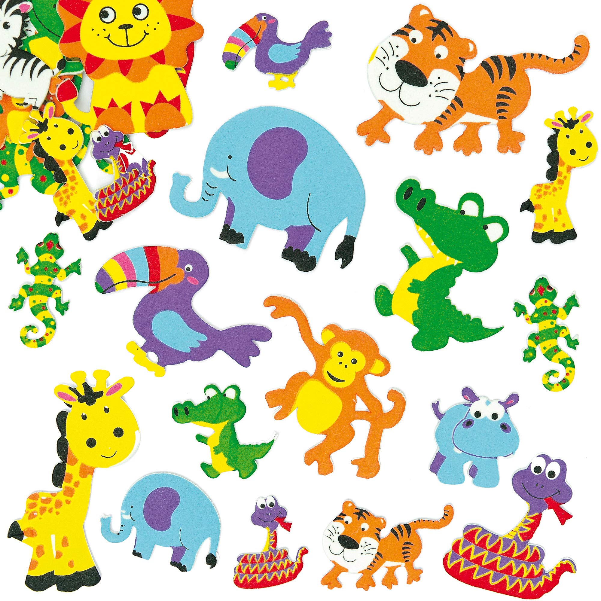 Baker Ross Jungle Animal Foam Stickers (96 Pack) Self-Adhesive Puffy Scrapbook Embellishments 5