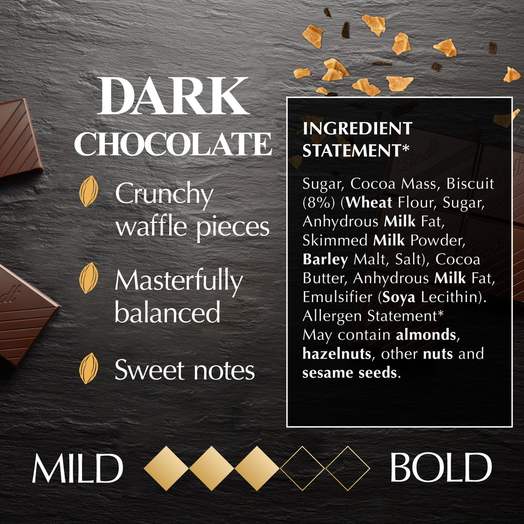 Lindt - Excellence Dark Chocolate Crunchy Waffle Bar 100g