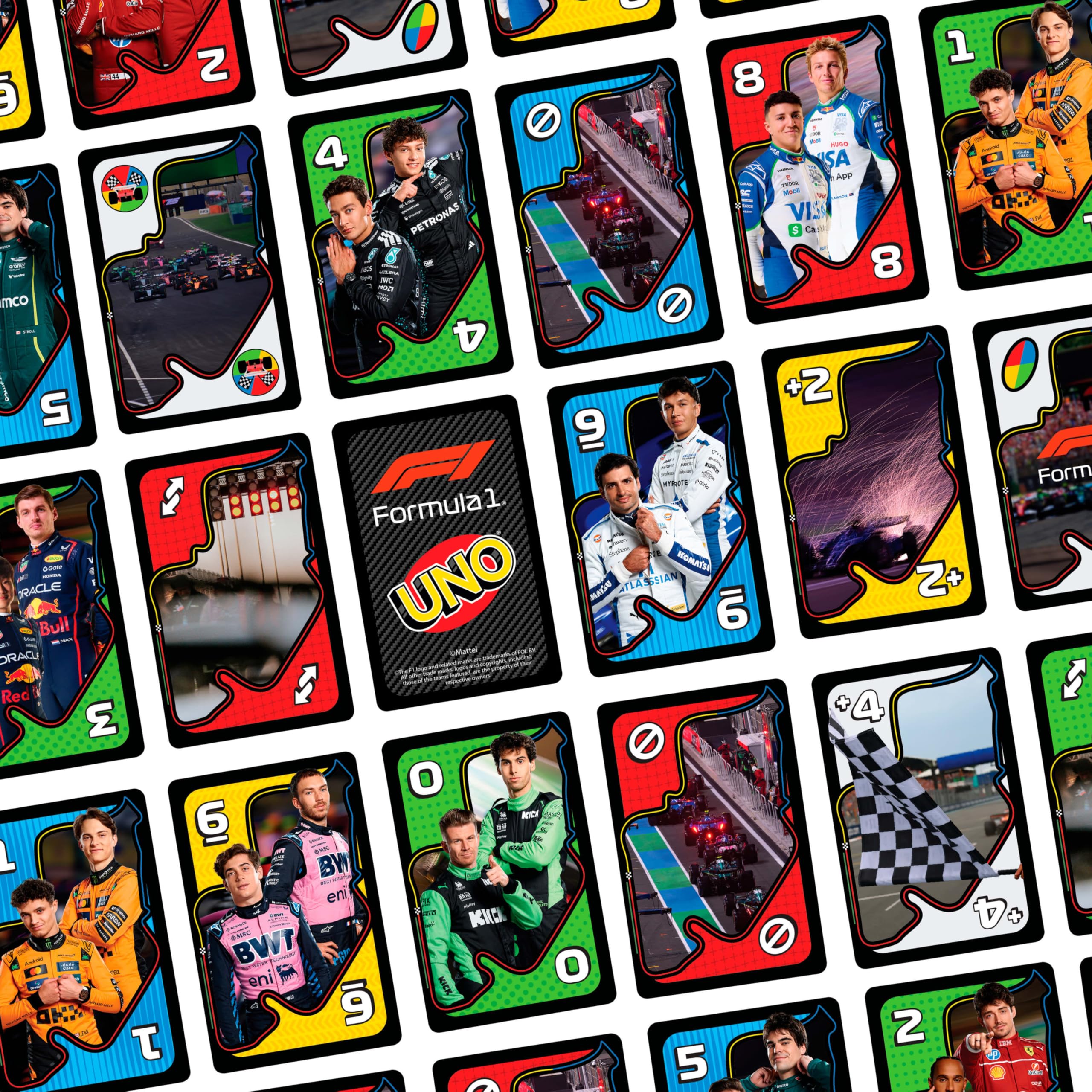 Juegos Mattel UNO F1 Card Game - Collectible Deck for F1 Fans | Ages 7+ | 2-10 Players 3