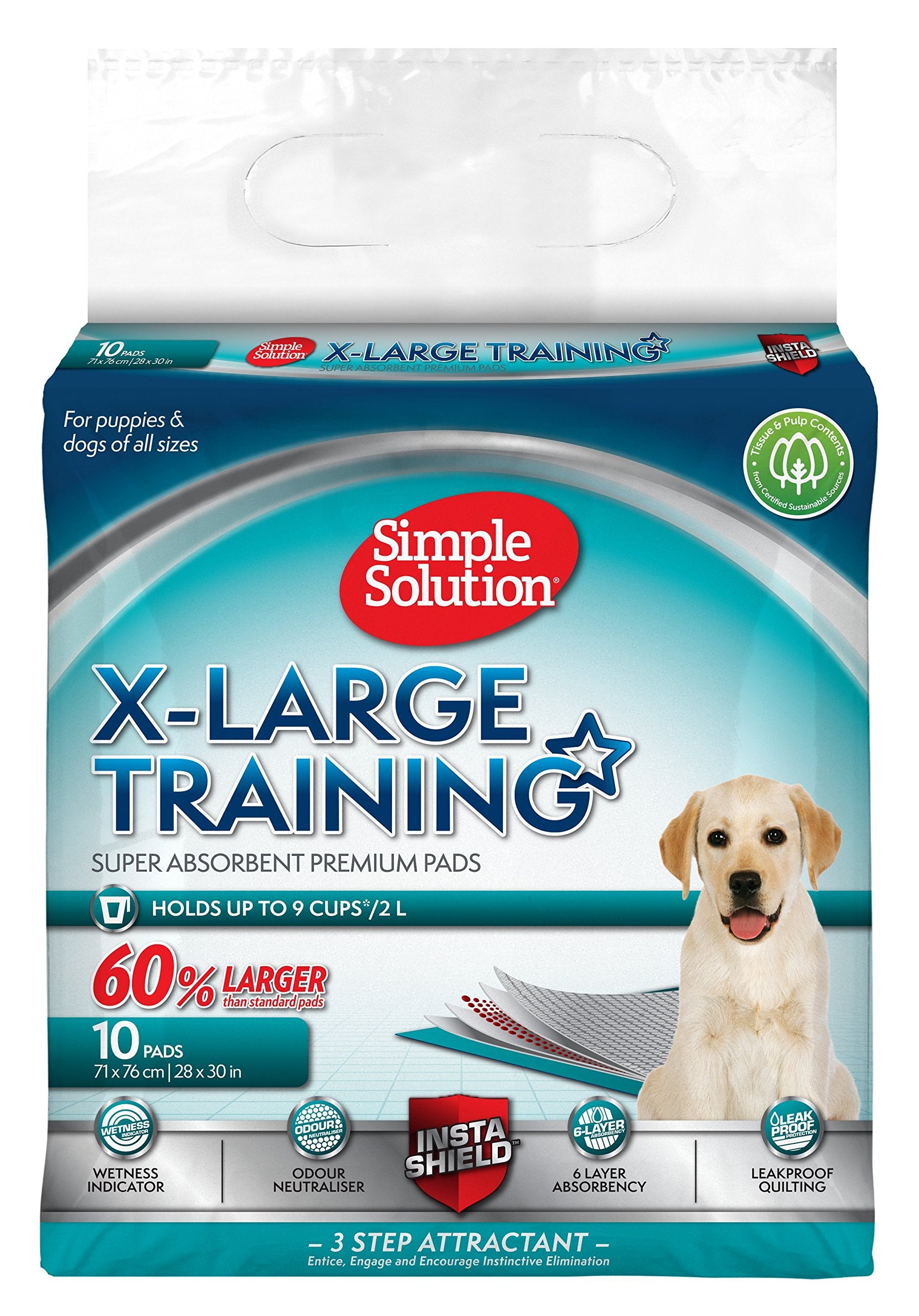 Simple Solution Extra Large Premium Dog Training Pads - Pack of 10 | 100% More Absorbency