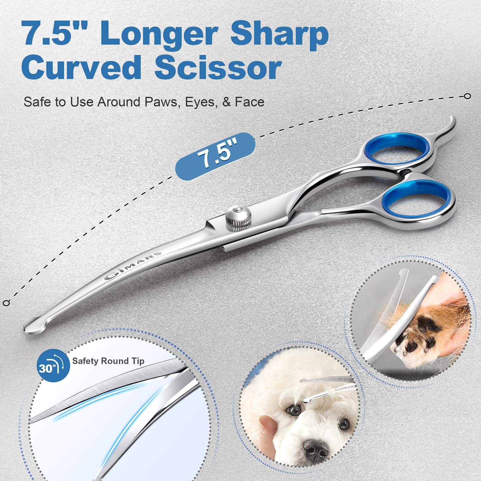 Gimars 6-in-1 Professional Dog Grooming Scissors Set | 4CR Stainless Steel | Blue