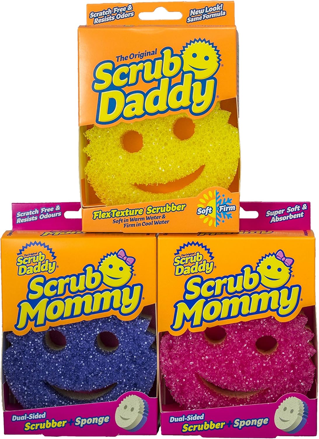 Scrub Daddy - Scrub Mommy 3 Pack Dual Sided Texture Changing Sponge Scrubber