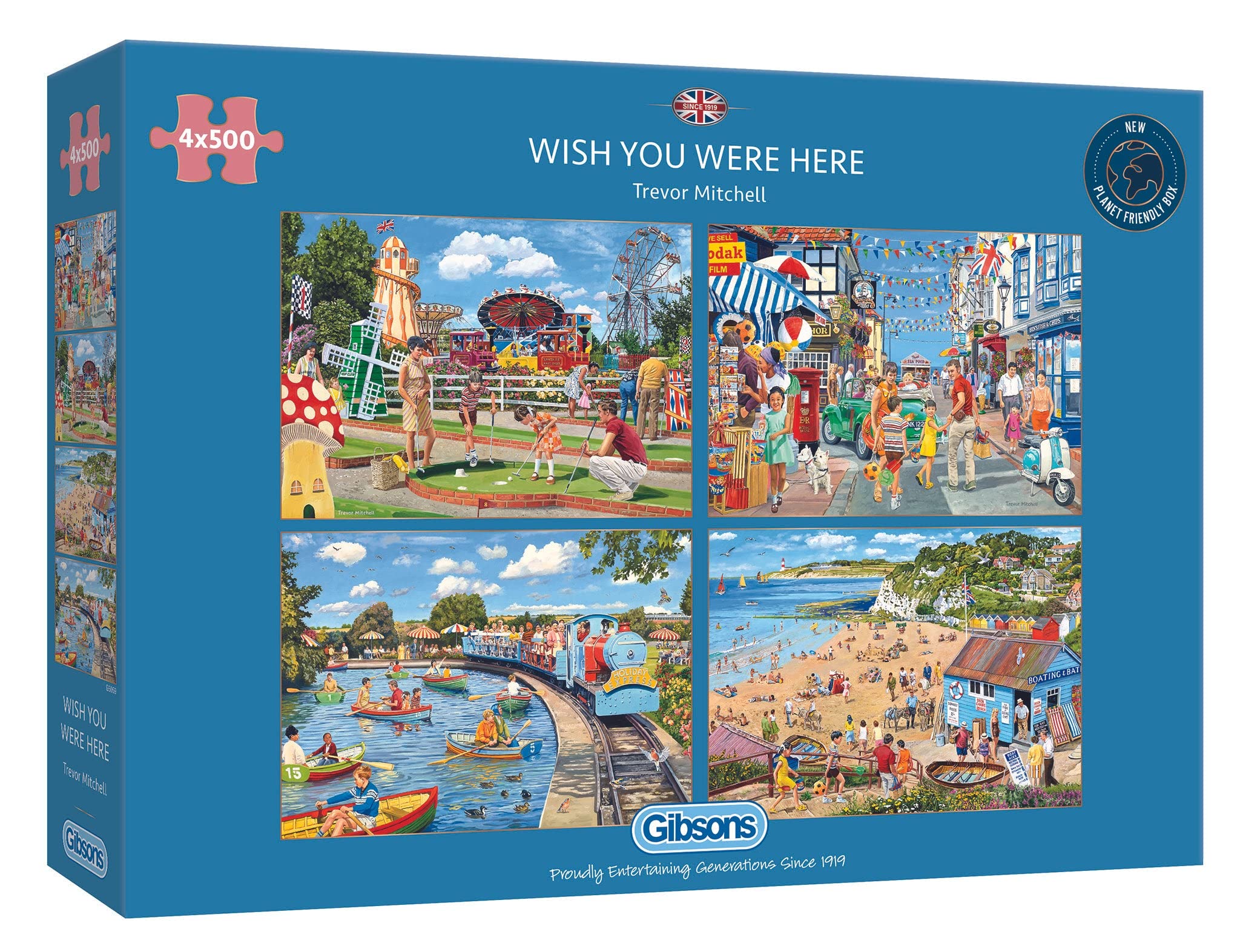 Gibsons Wish You Were Here - Four 500 Piece Jigsaw Puzzle Set for Adults 1