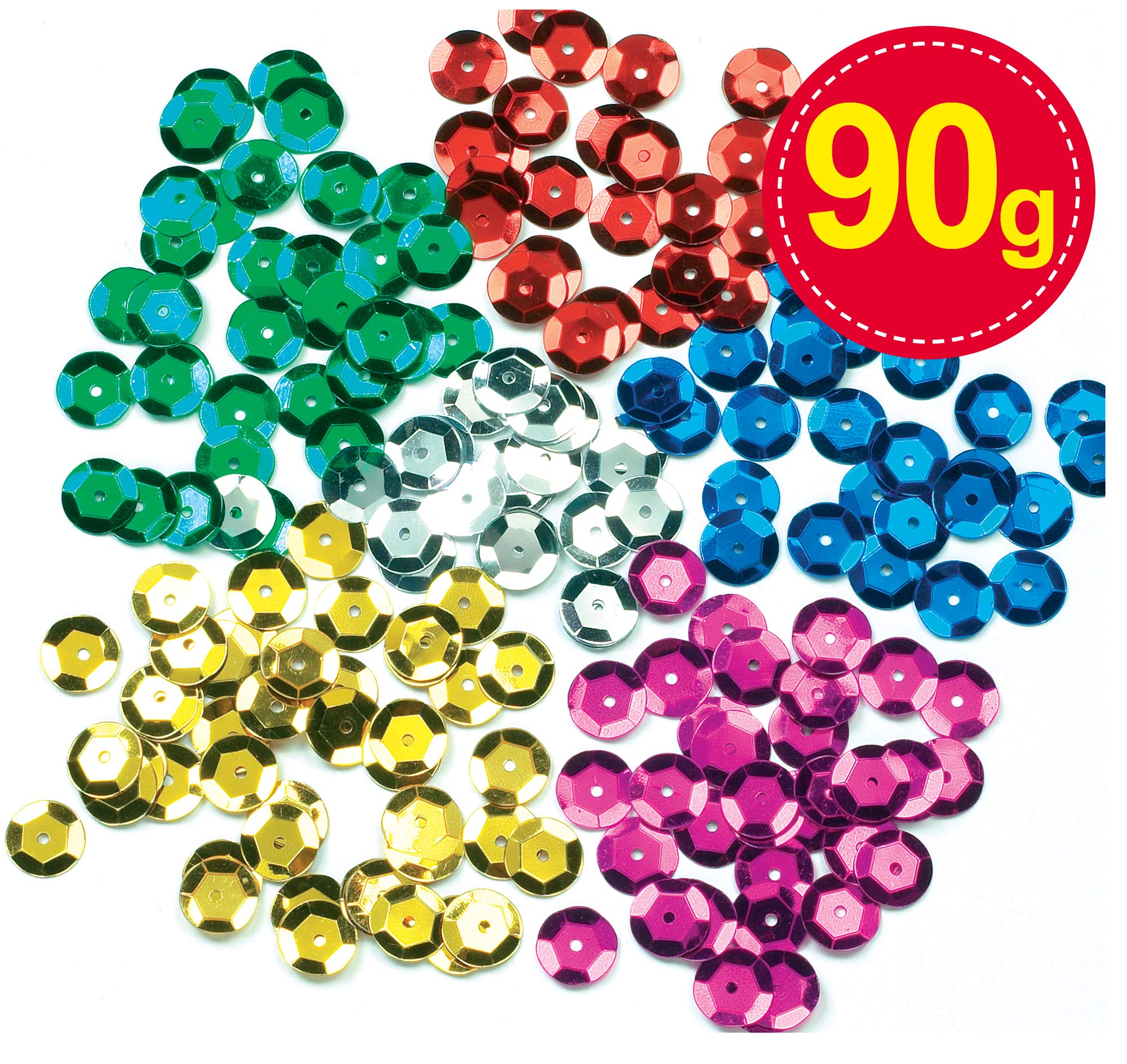 Baker Ross EX4523 Coloured Sequins Value Pack - Assorted Shiny Craft Embellishments for Kids 5