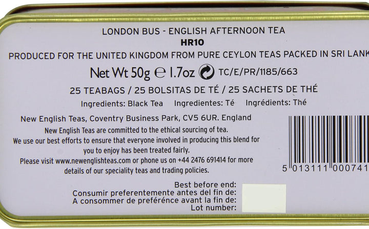 New English Teas London Bus Tea Tin with 25 English Breakfast Teabags