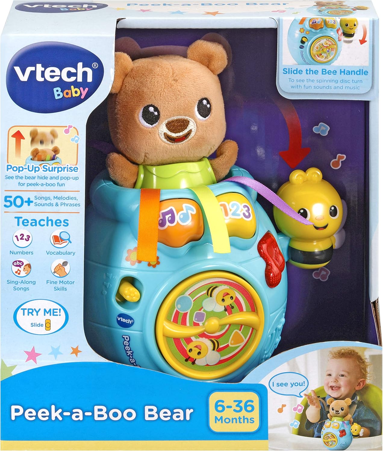 VTech Peek-a-Boo Bear - Interactive Musical Plush Toy for Babies 6-36 Months 3