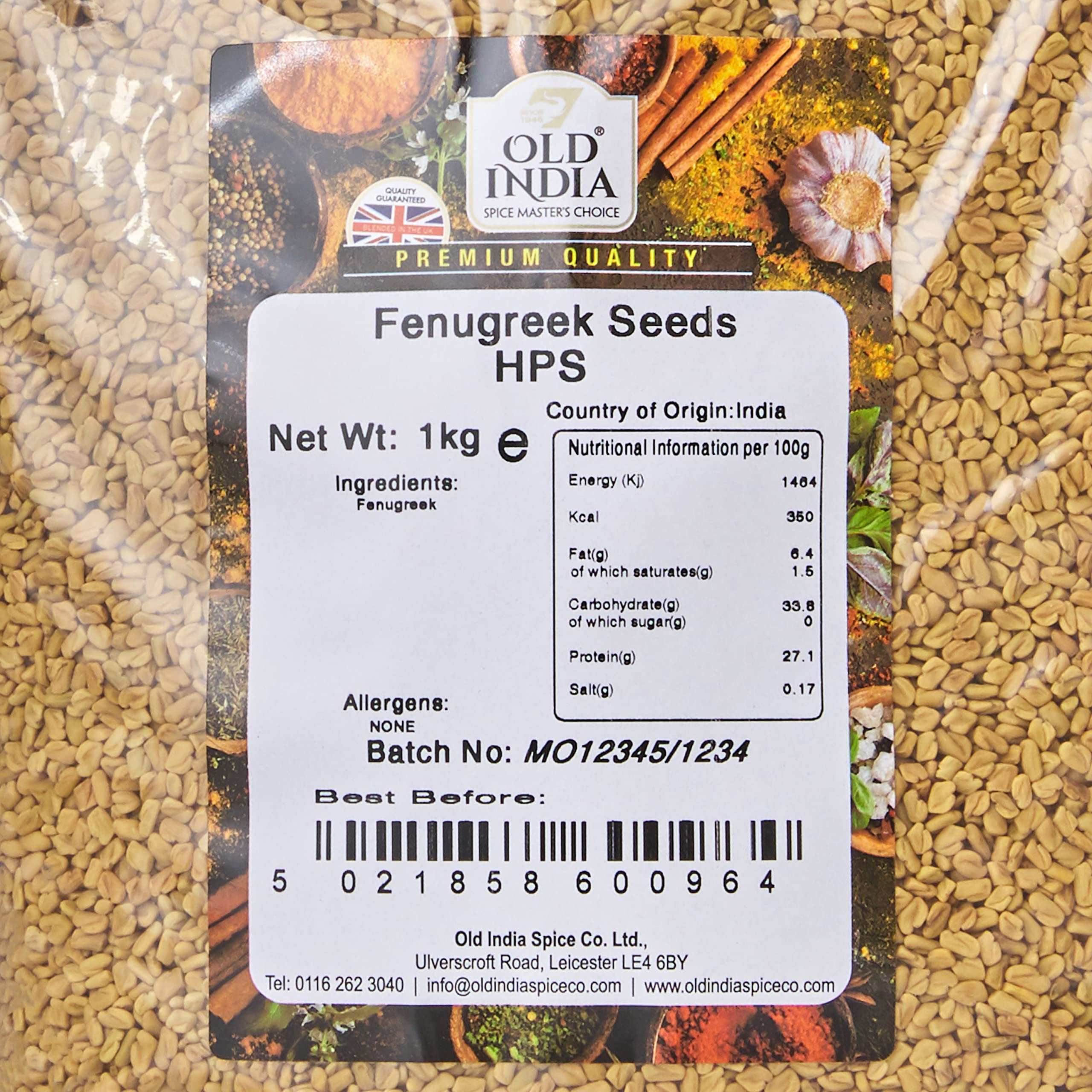 Old India Fenugreek Seeds - 100% Natural Whole Spice | 1kg Pack