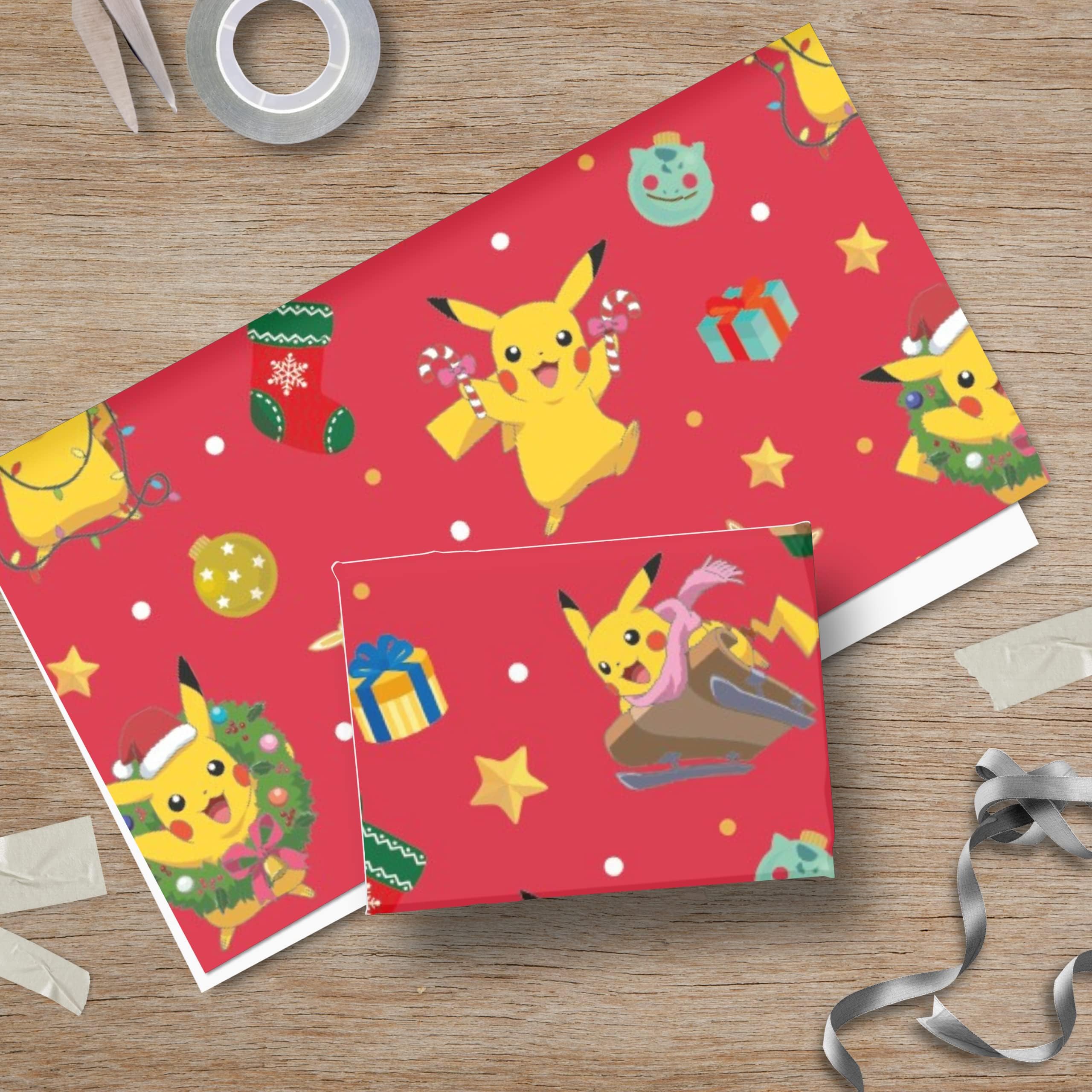 Danilo Promotions Pokemon Christmas Wrapping Paper - 4 Sheets | Pikachu Design | 70cm x 50cm 6