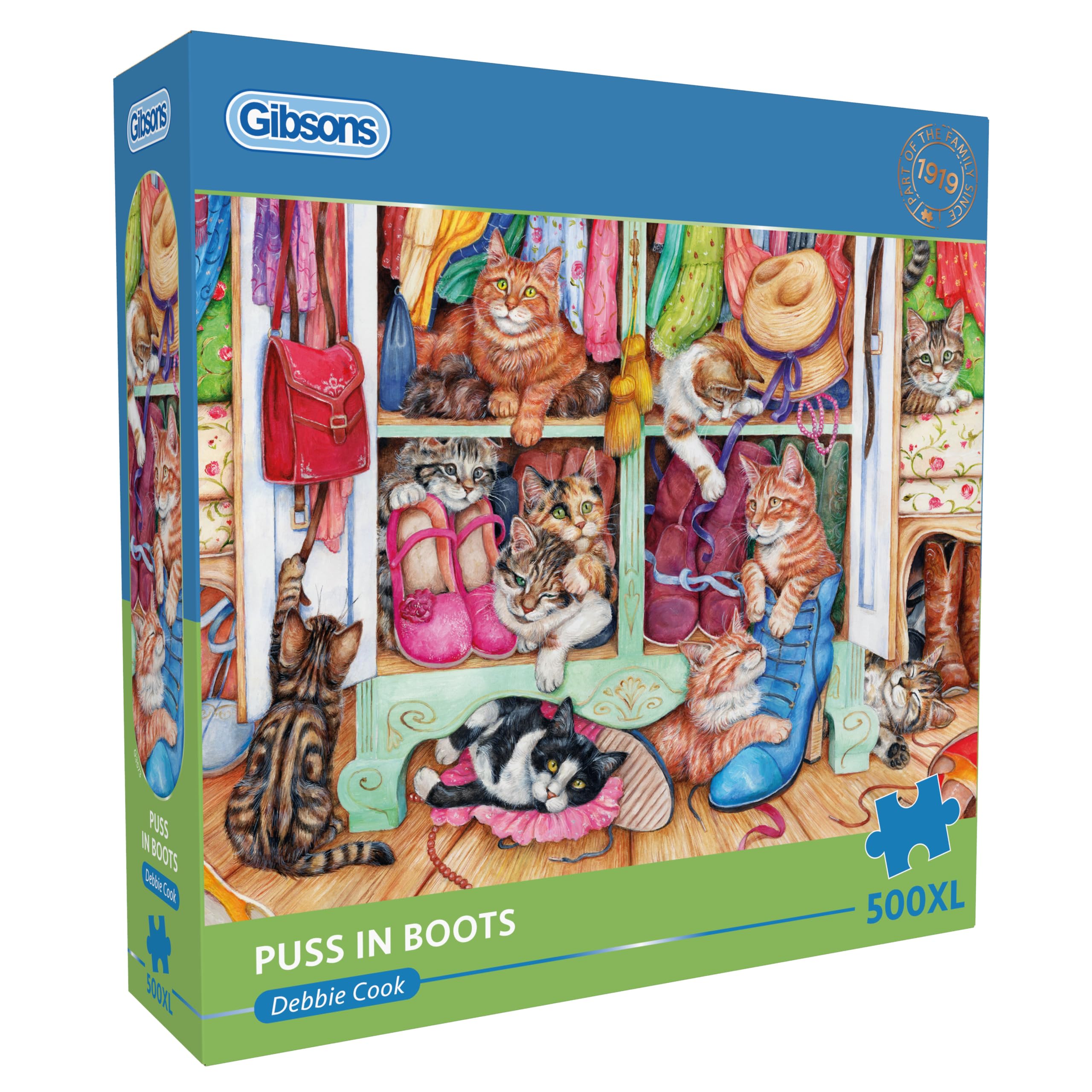 Gibsons Puss in Boots 500XL Jigsaw Puzzle - Extra Large Pieces | Debbie Cook Design 1