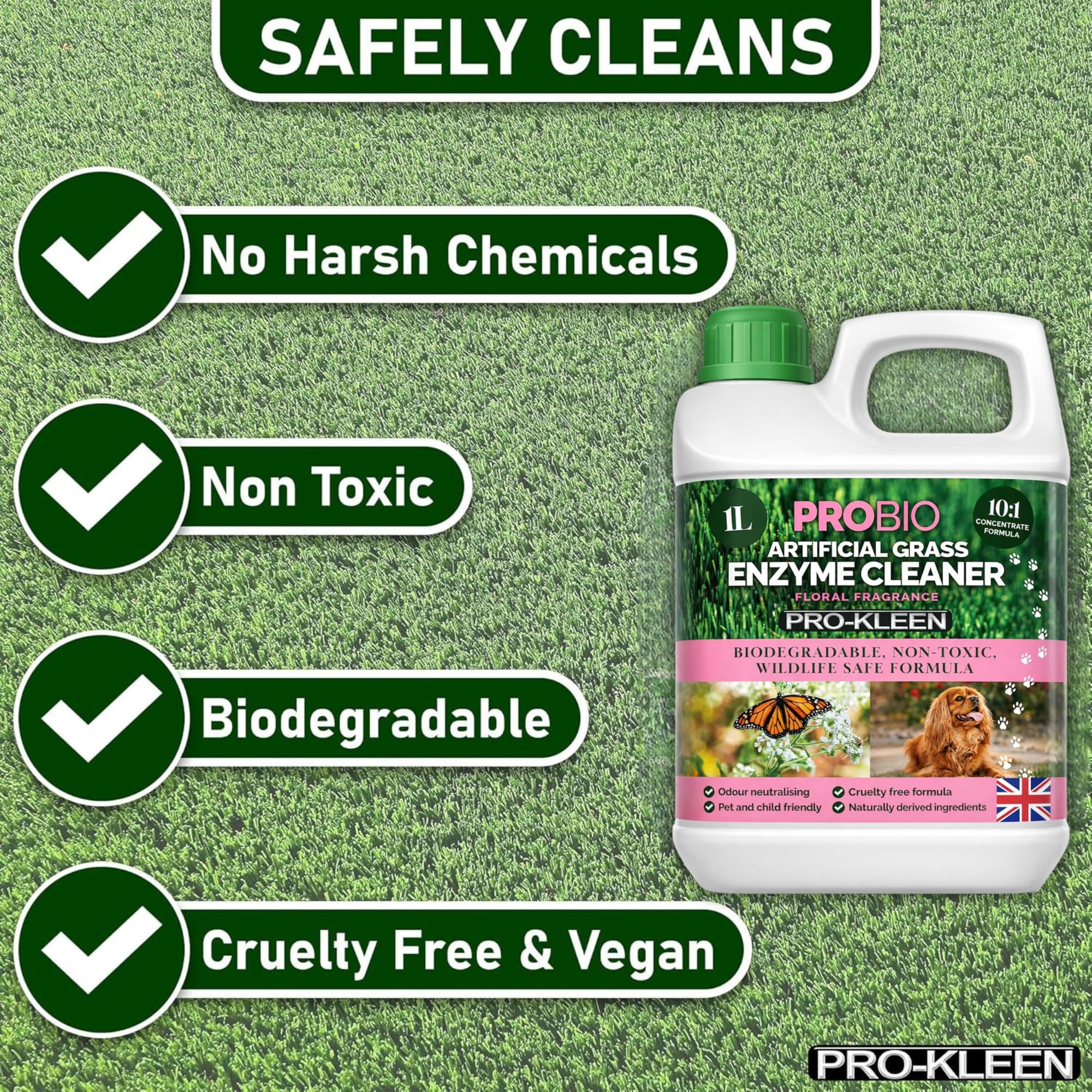 Pro-Kleen ProBio Artificial Grass Cleaner - Probiotic Deodoriser | 1L | Floral Scent 6