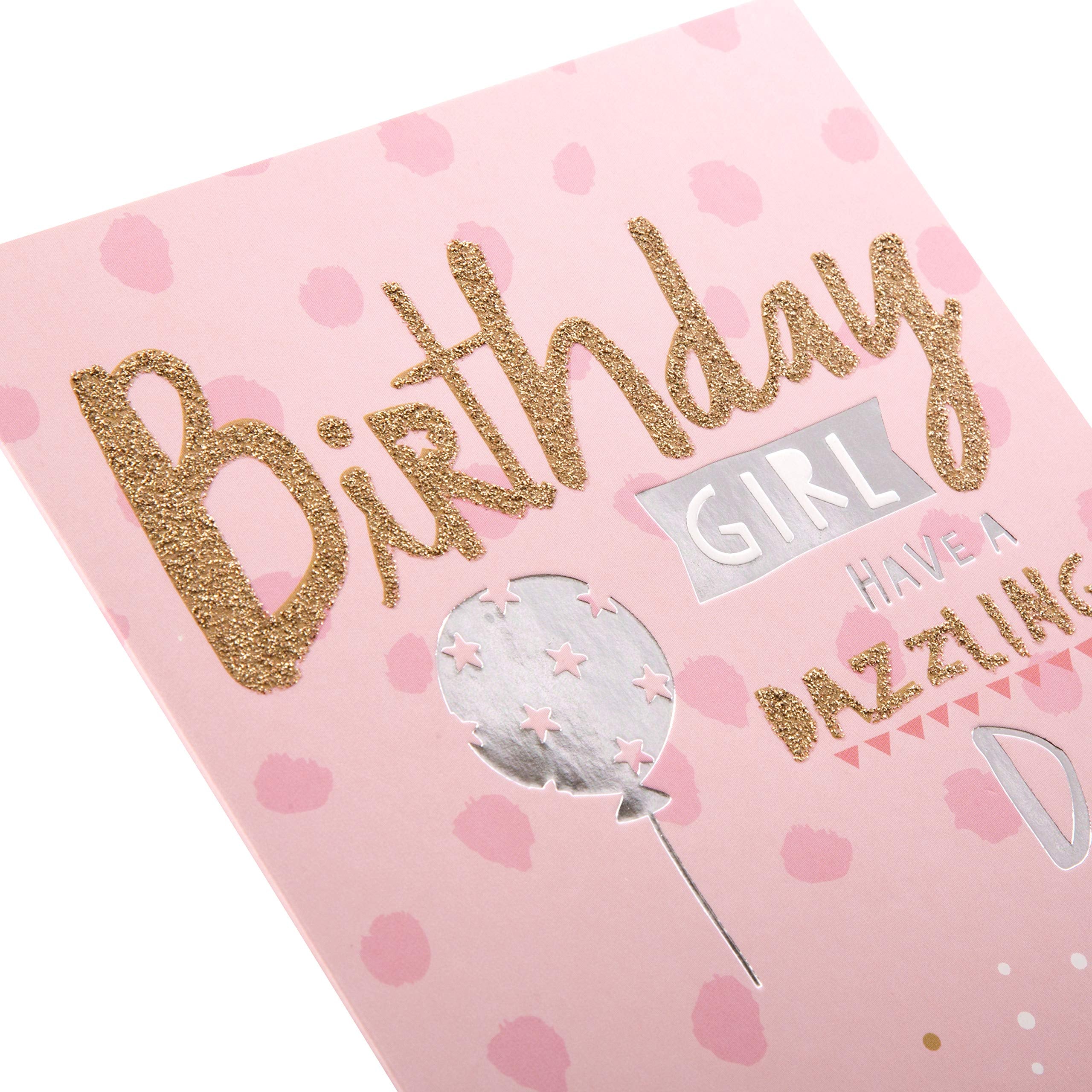 Hallmark Birthday Girl Card - Pink Design with Gold Glitter and Silver Foil Accents | 16.2 cm x 13.5 cm 3