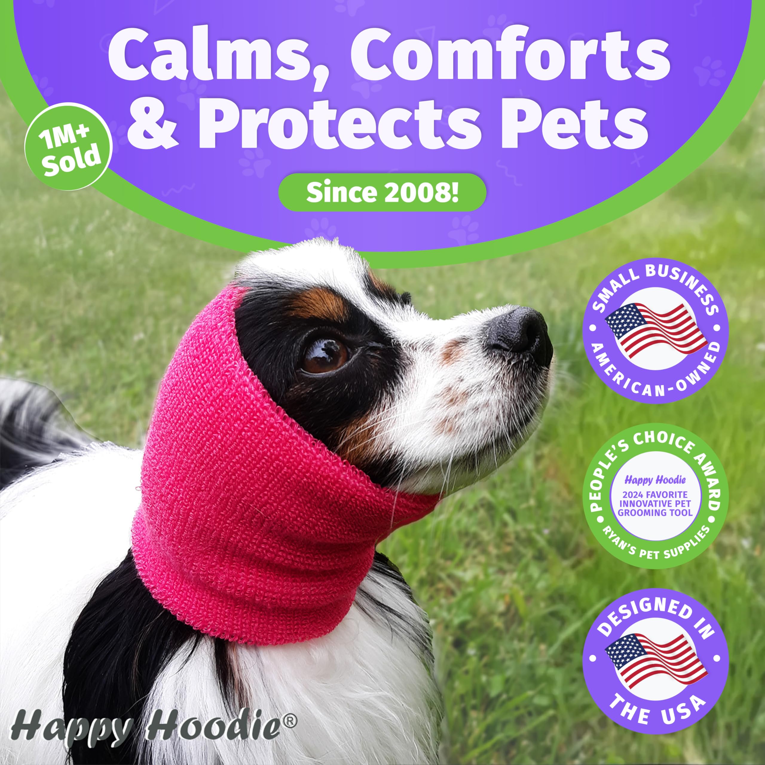 ZONI PETS Happy Hoodie Set - Noise Reduction & Grooming Aid for Small/Medium Dogs | Pink, 2 Pack 2
