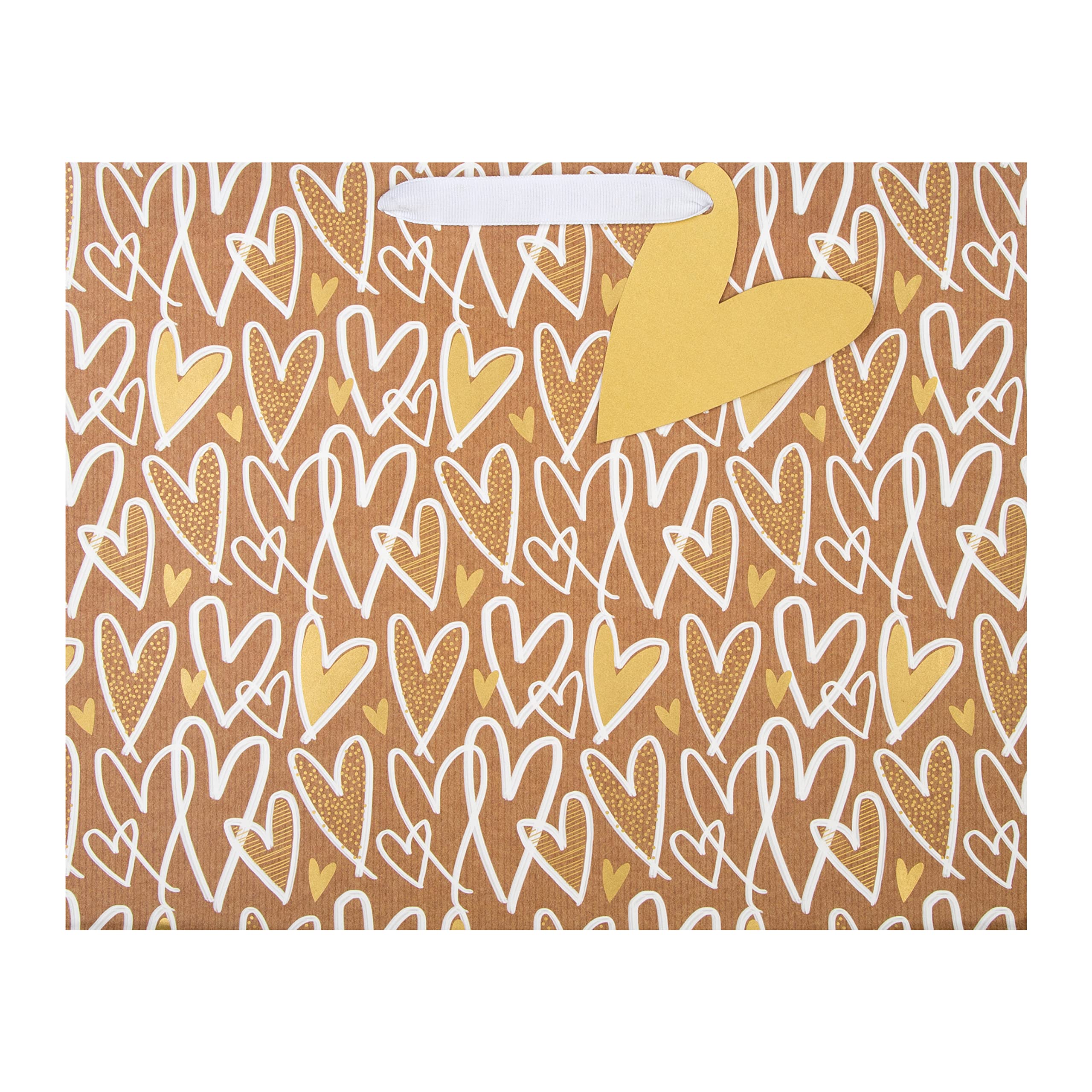 Hallmark Large Gift Bag - Kraft Hearts Design | Gold Foil Accent | 33cm x 26.5cm x 14.6cm 4