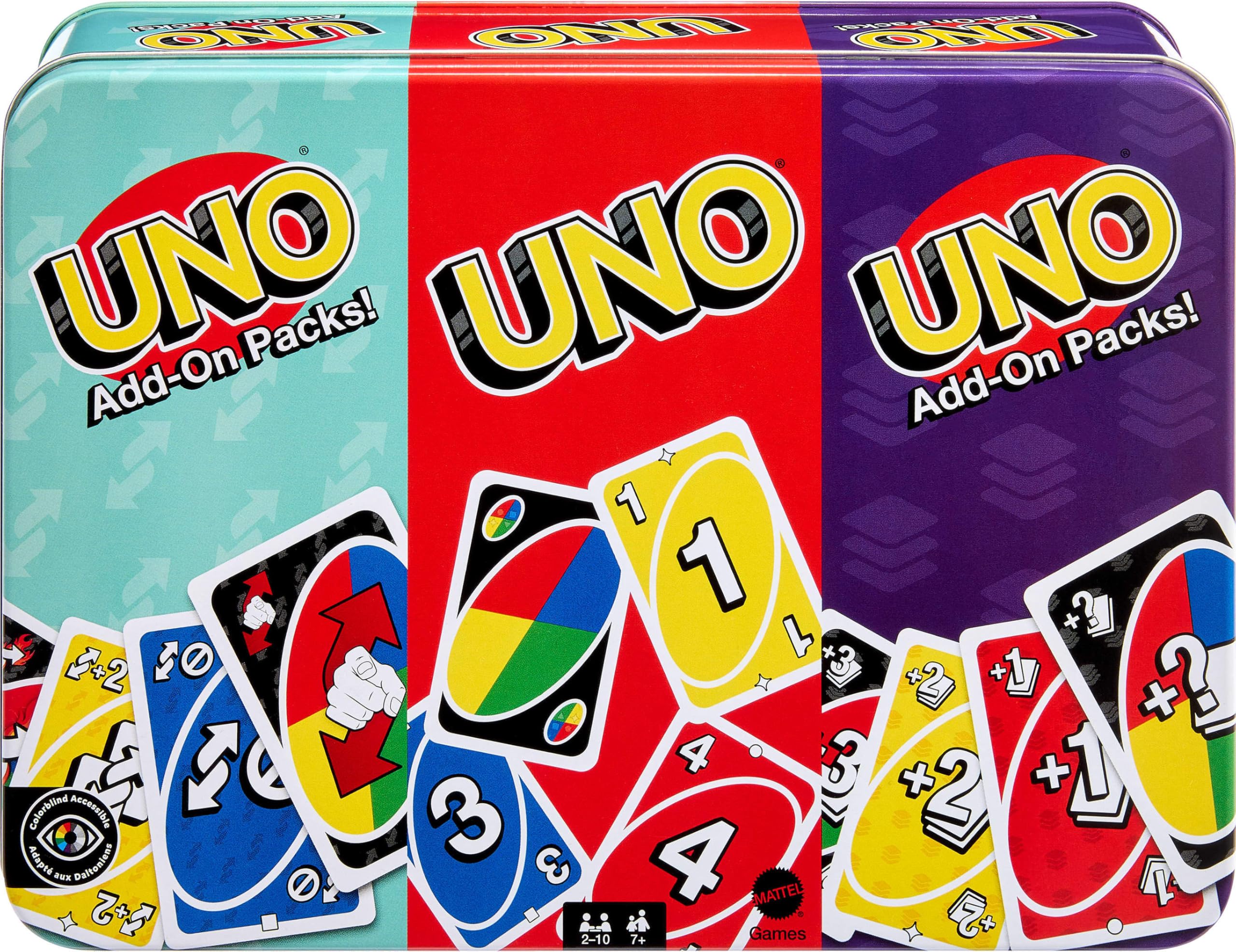Mattel Games UNO Card Game with 2 Add On Packs & Collectible Tin | 2-10 Players, Ages 7+ 1