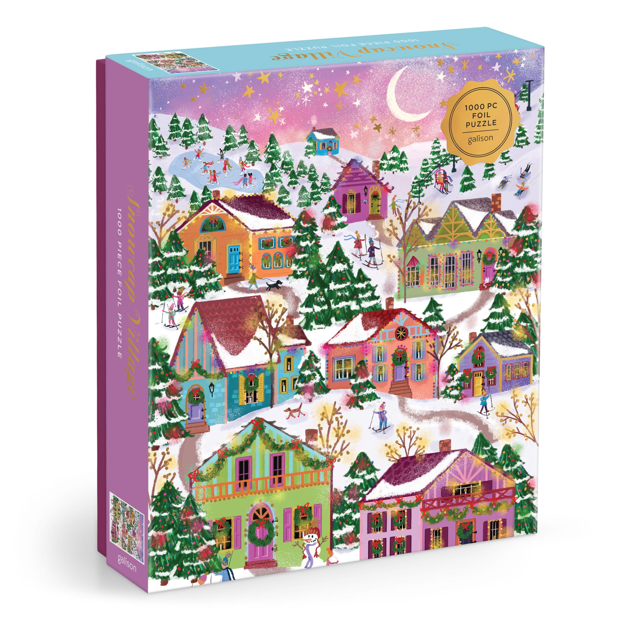 Galison Snowcap Village - 1000 Piece Foil Puzzle by Joy Laforme 7