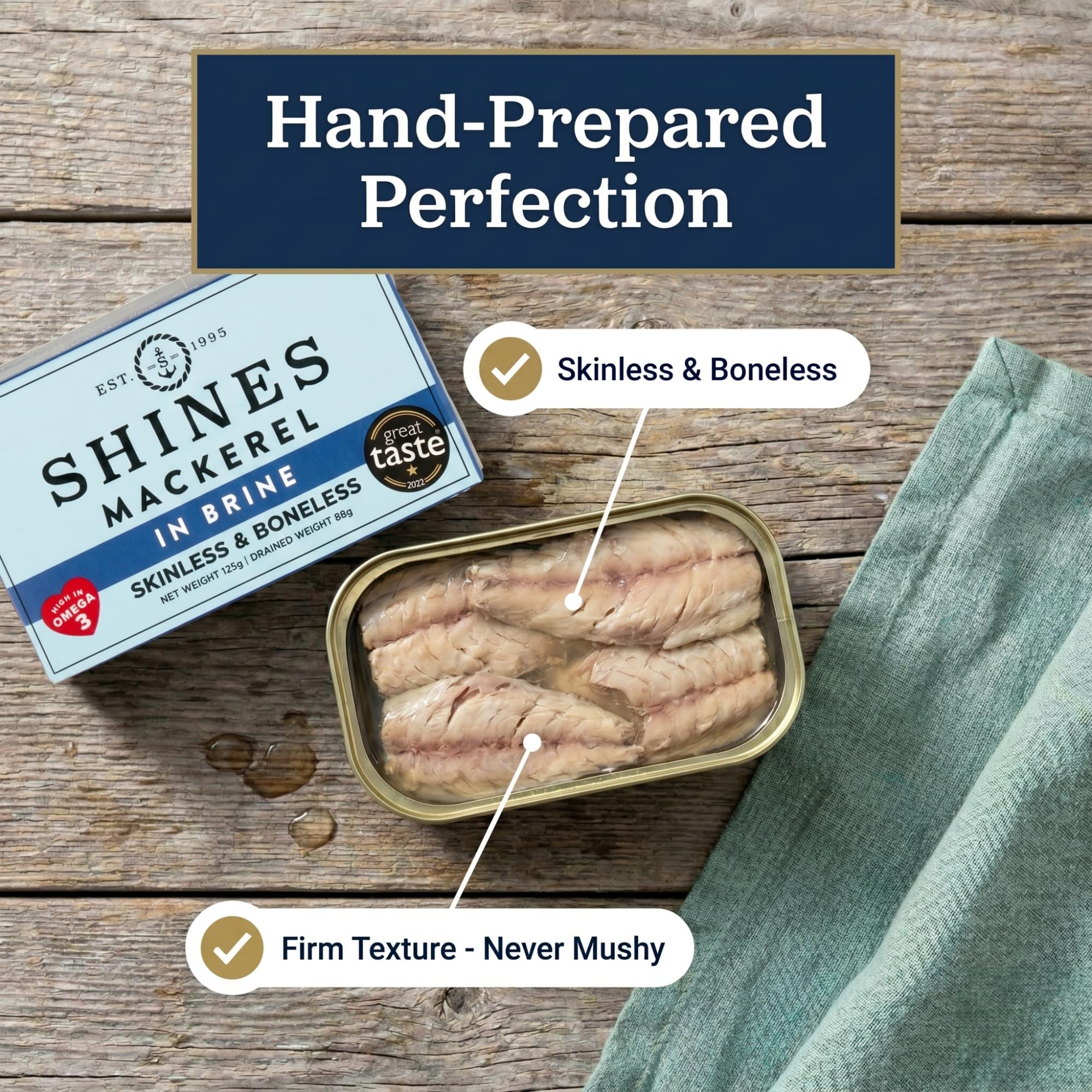 Shines Wild Mackerel in Brine - Skinless & Boneless, Low Salt | 5 Pack (125g Each) 6