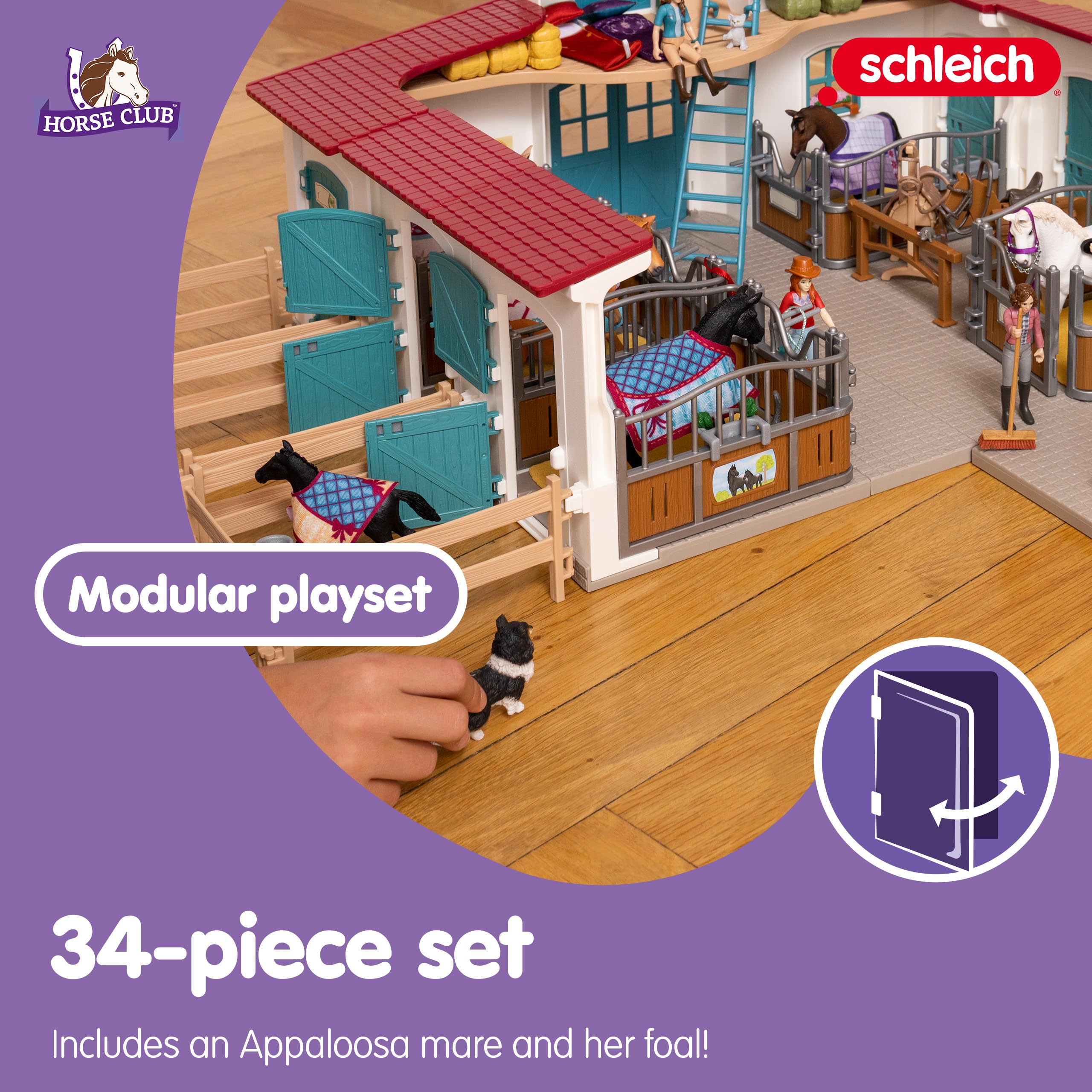 SCHLEICH Horse Box with Mare and Foal - 34-Piece Horse Club Playset for Kids 5-12 10