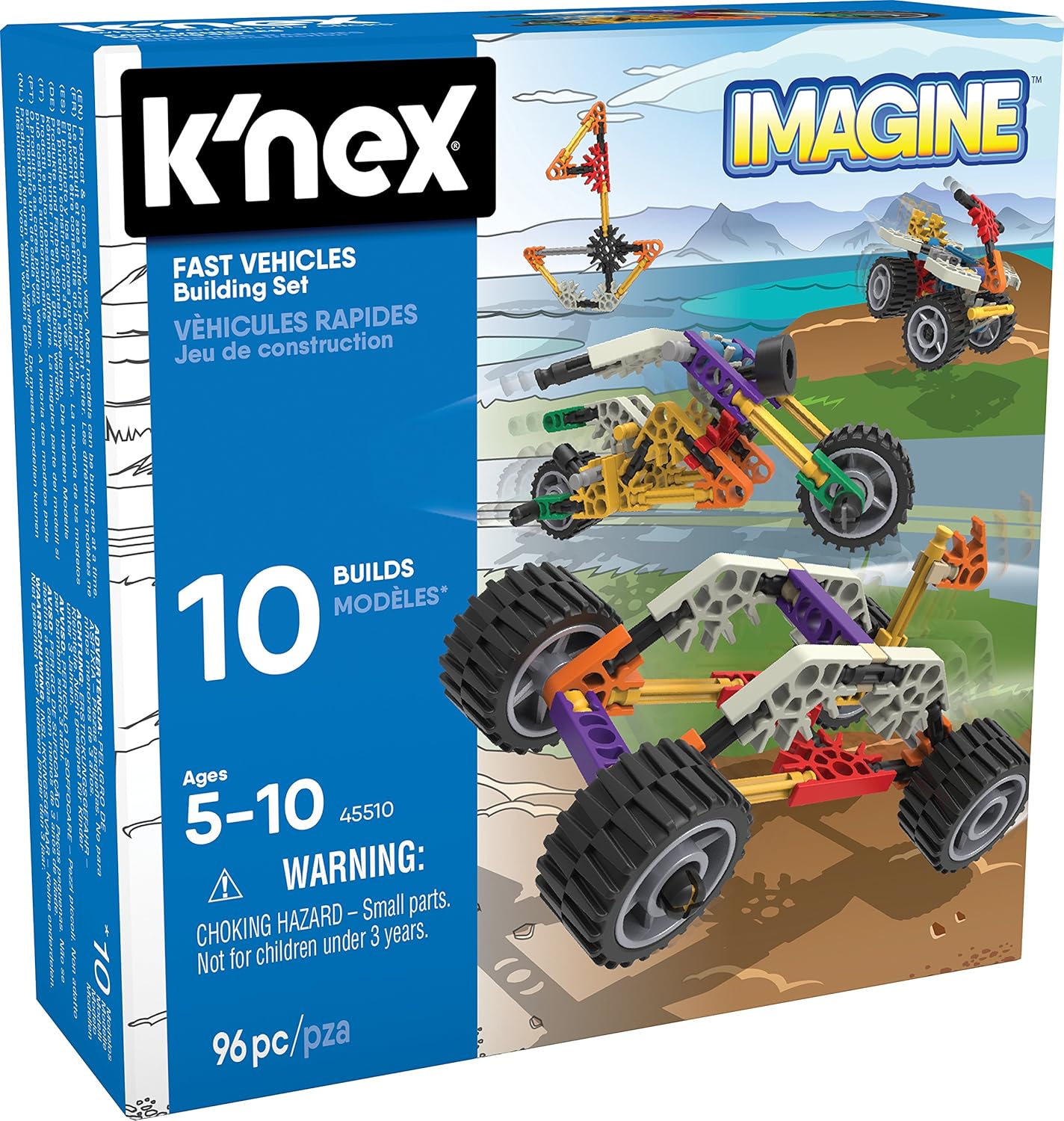 K"Nex Imagine 10 Model Beginner Fun Fast Vehicles Building Set - 96 Piece STEM Kit for Ages 5+ 1